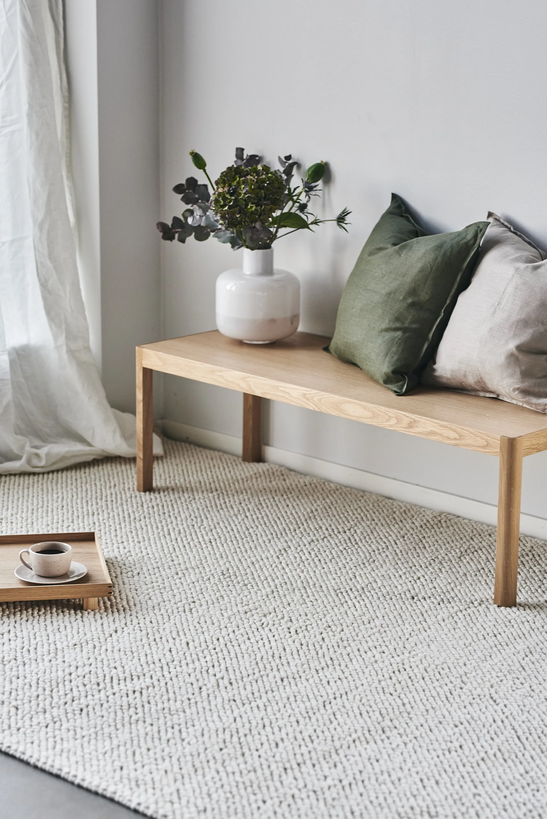 Flock wool rug natural white, 170x240 cm Scandi Living