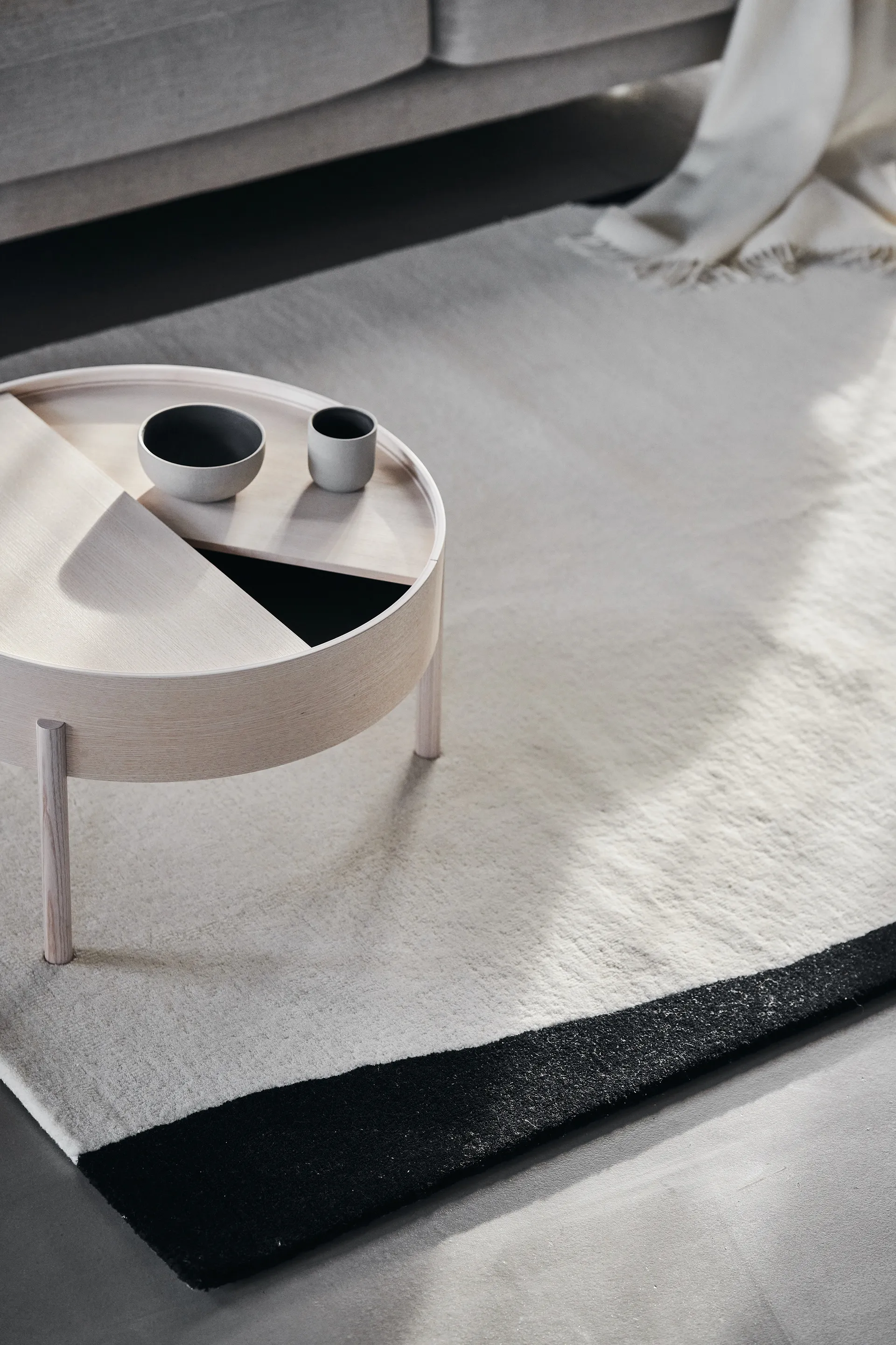 Flow wool carpet white-black, 170x240 cm Scandi Living