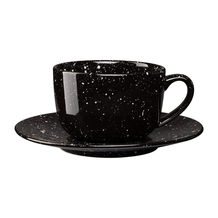 Freckle cup with saucer 26 cl - Black - Scandi Living