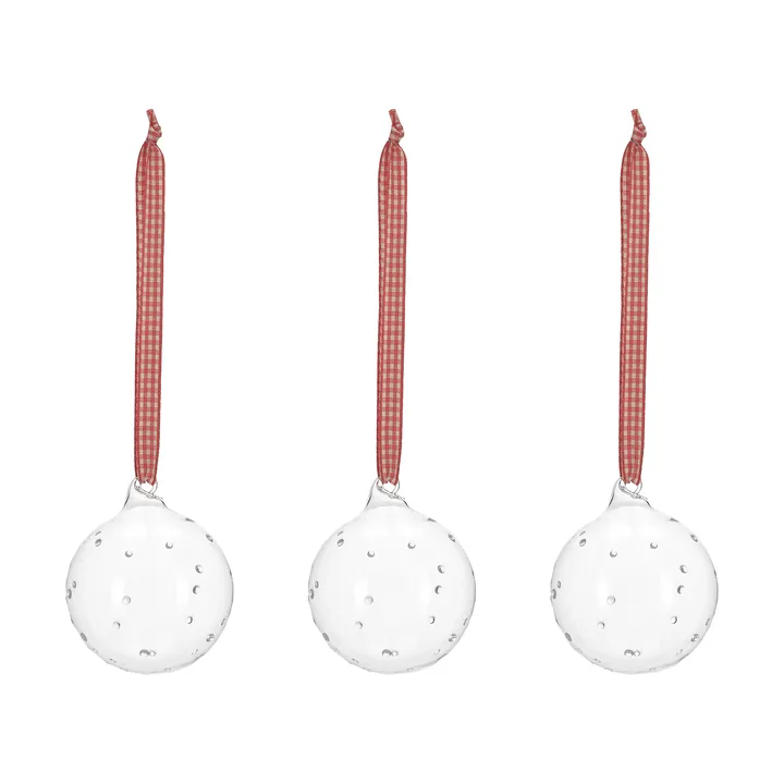 Grace Christmas bauble with bow 3-pack - Red - Scandi Living