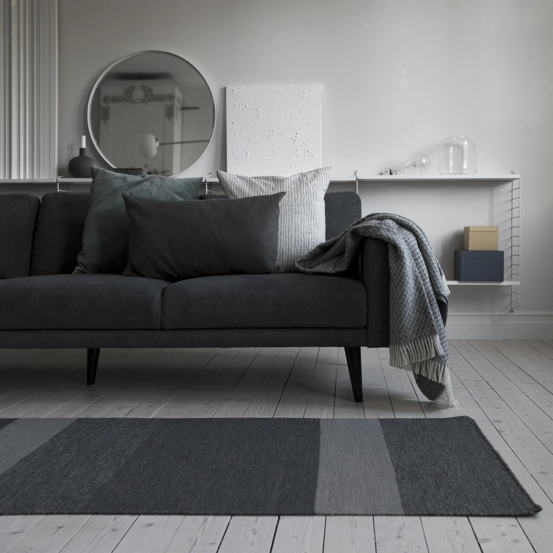 Granite wool rug dark grey, 80x240 cm Scandi Living