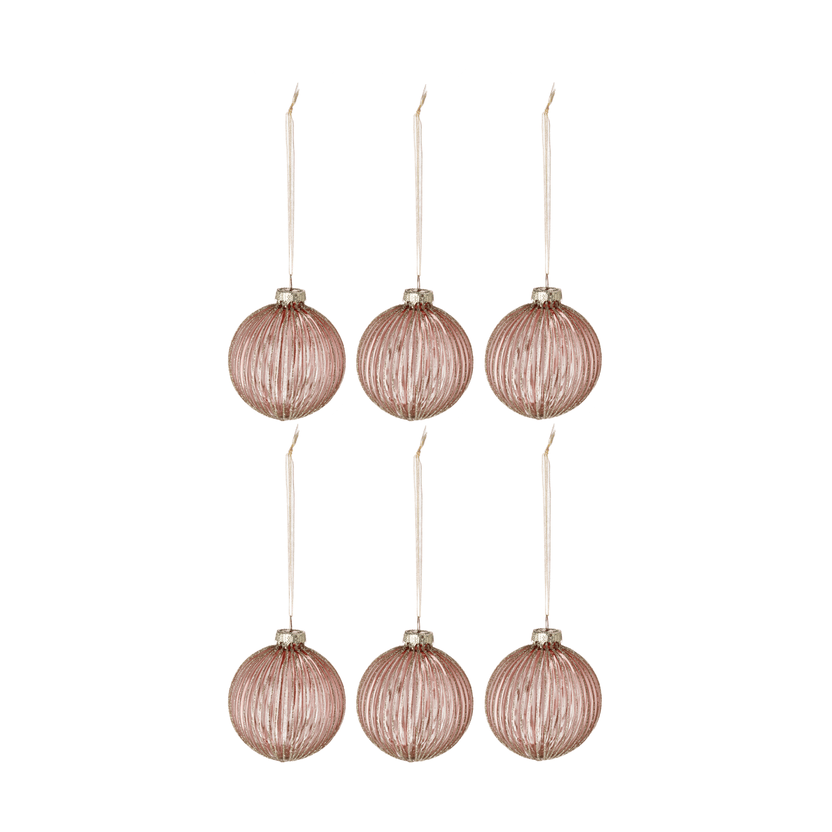Scandi Living Holiday baubles 6-pack Rose gold | Scandinavian Design | Christmas decorations | Pink
