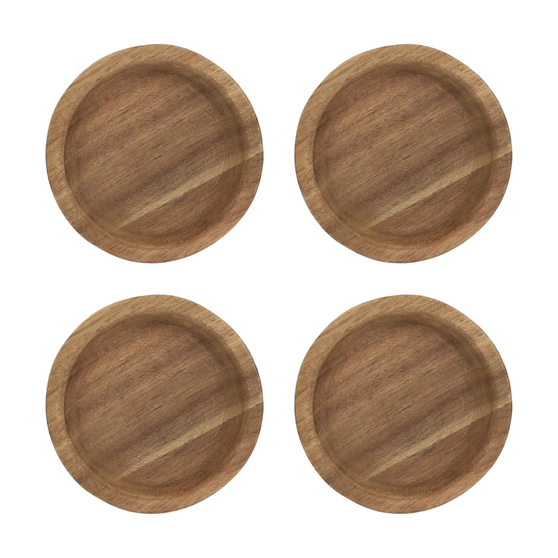 Hollow glass coaster Ø9 cm 4-pack, Acacia Scandi Living