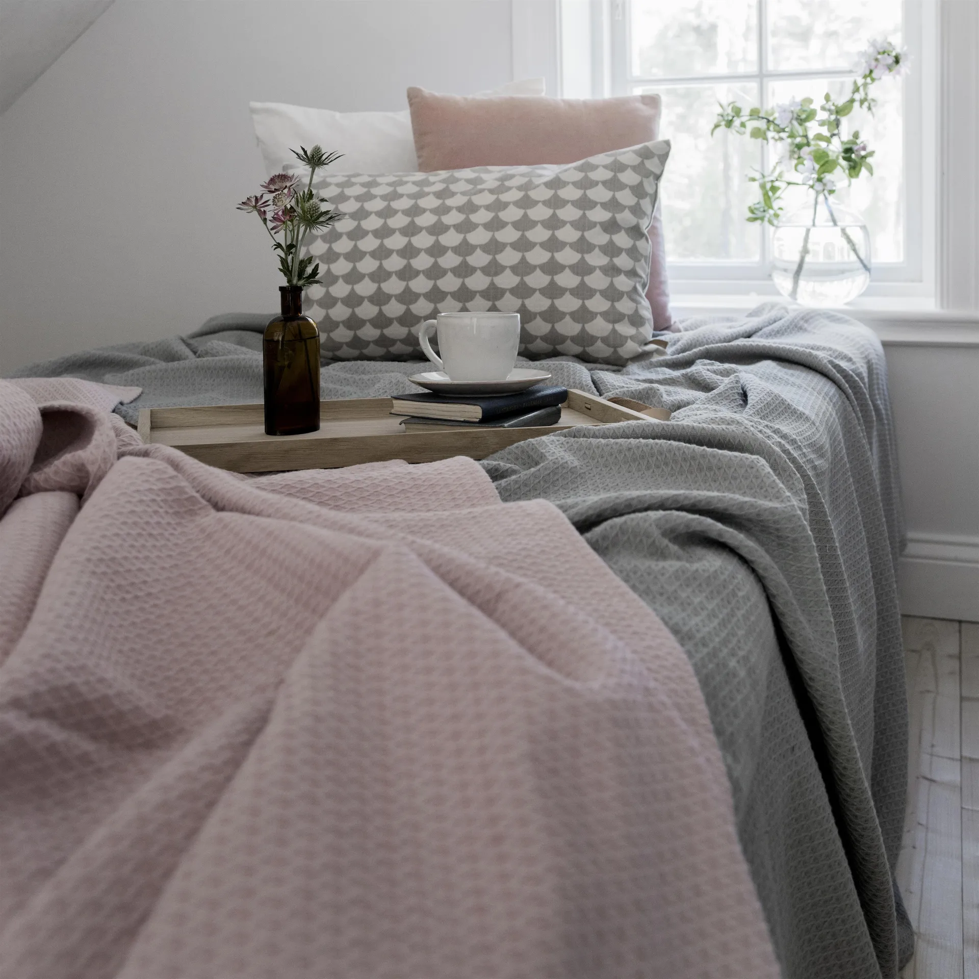 Kimono bed spread 260x260 cm, dusty rose (pink) Scandi Living