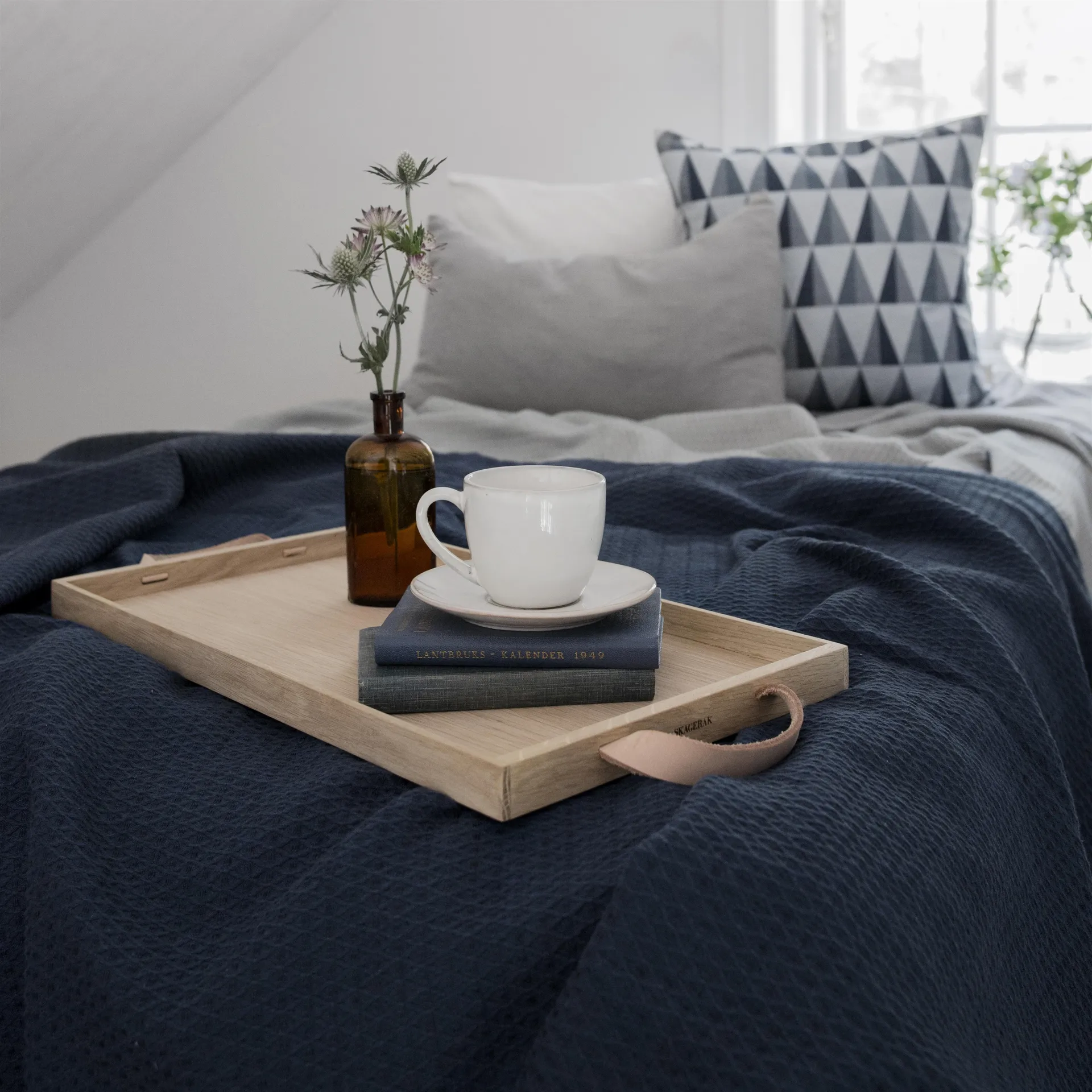 Kimono bed spread 260x260 cm, storm blue Scandi Living