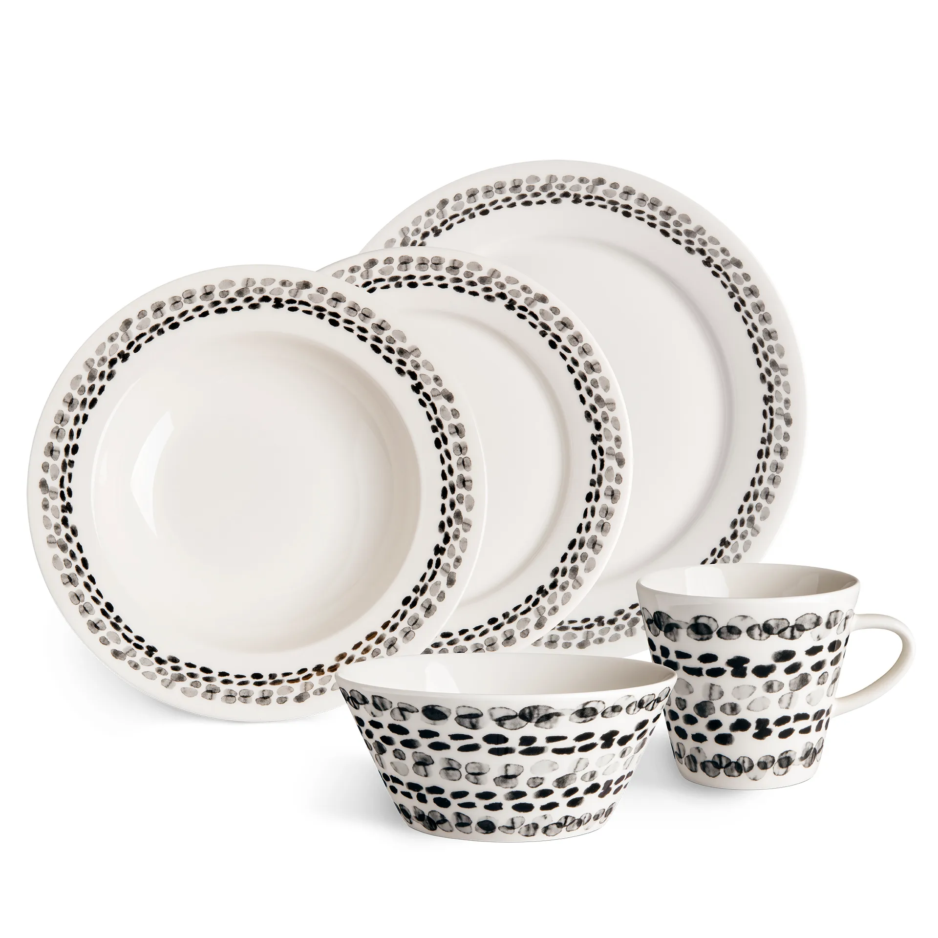 Klappersten plate 28 cm 4-pack, black and white Scandi Living