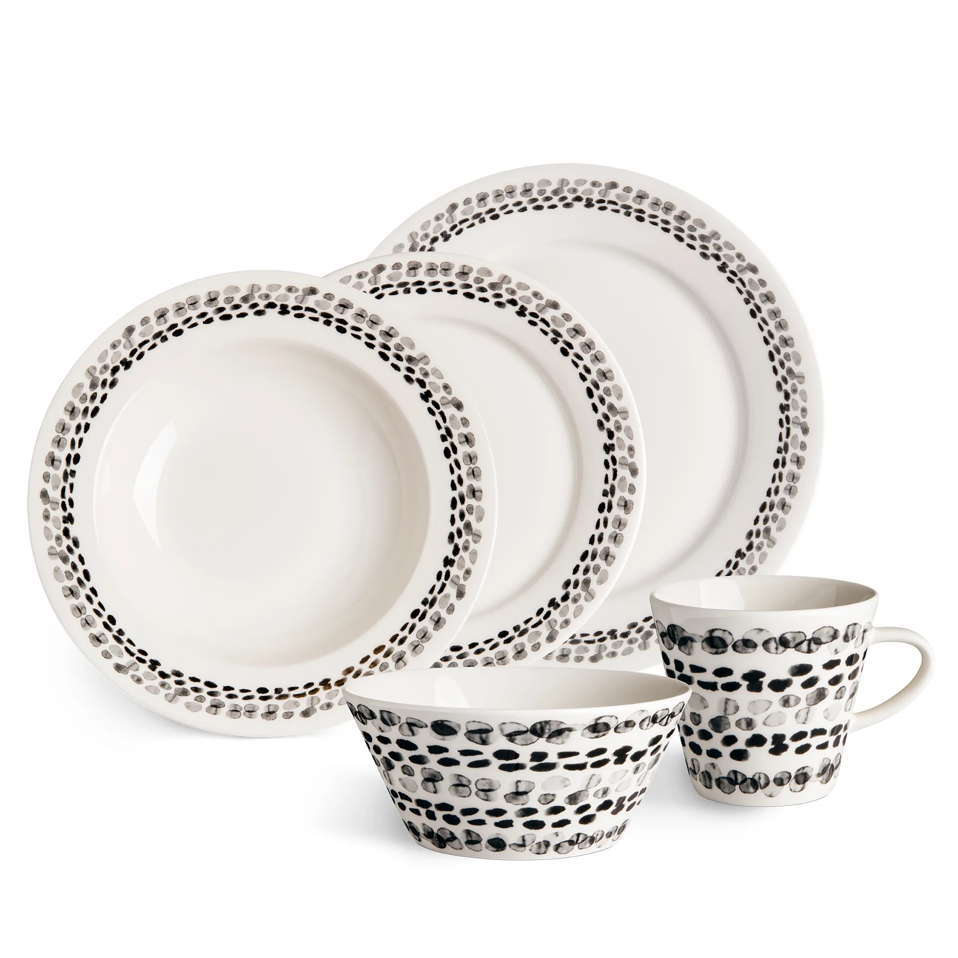 Klappersten side plate 21 cm 4-pack, black and white Scandi Living