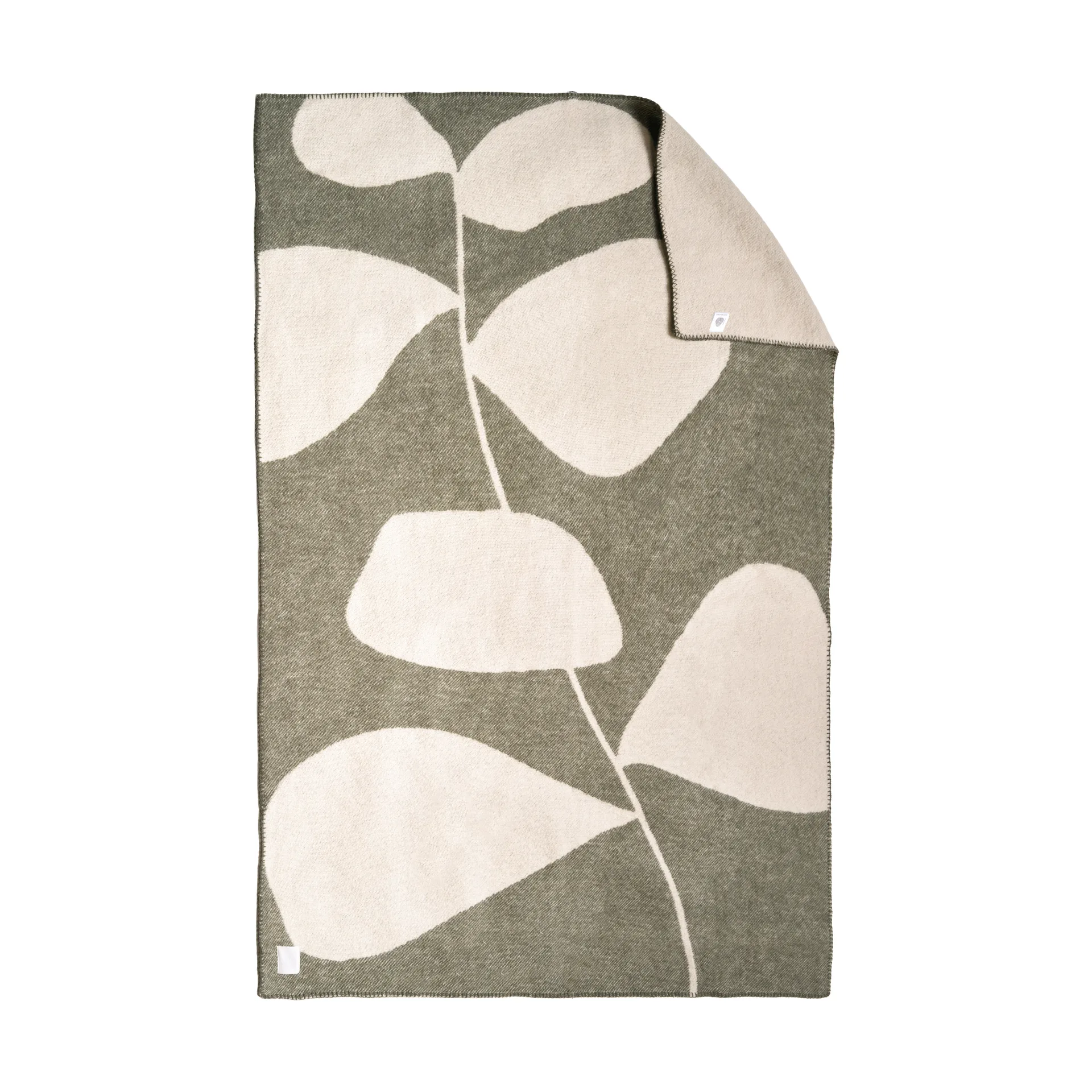 Leaf wool throw 130x180 cm, Khaki green Scandi Living