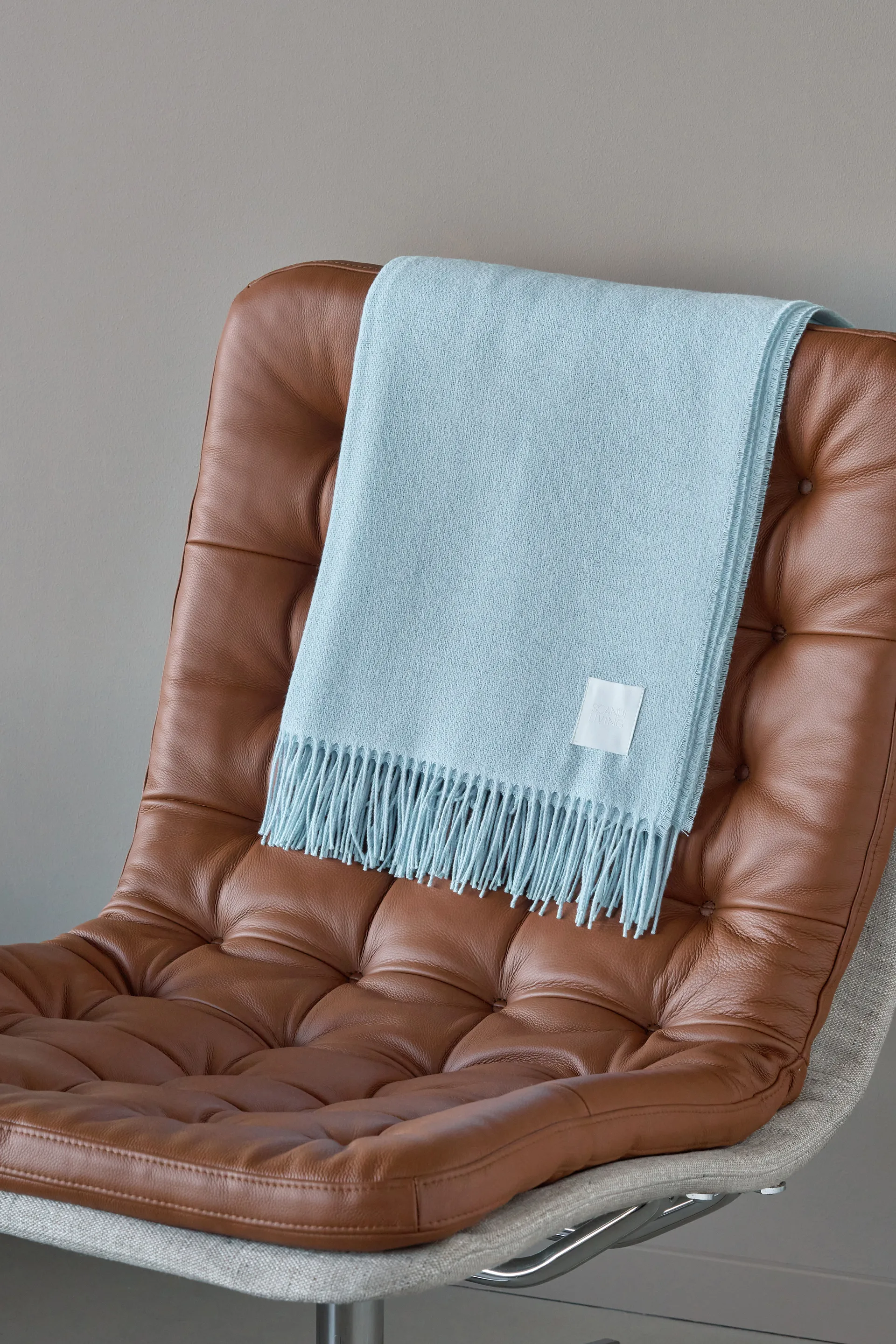 Loom cotton throw 125x170 cm, Sky blue Scandi Living