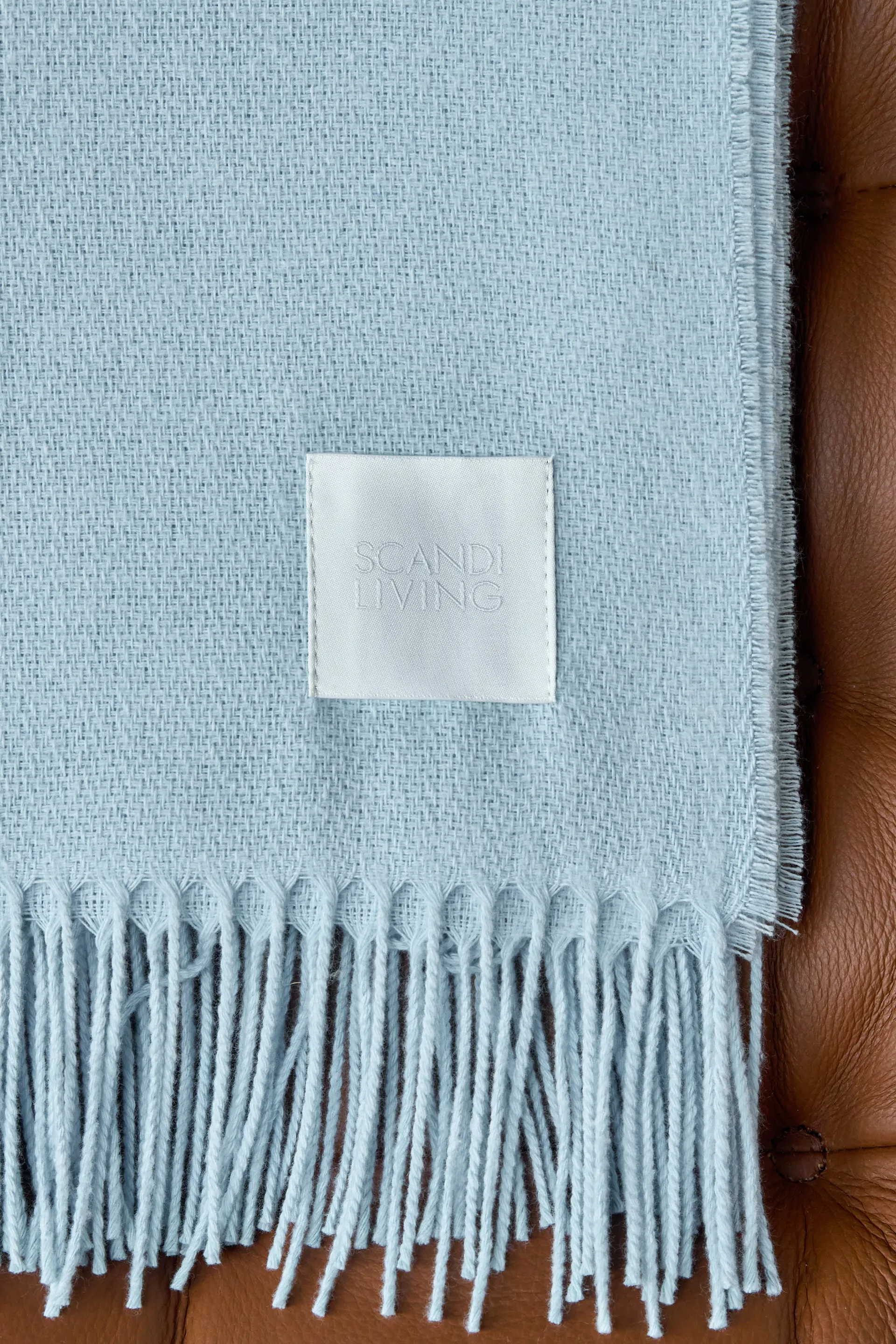 Loom cotton throw 125x170 cm, Sky blue Scandi Living