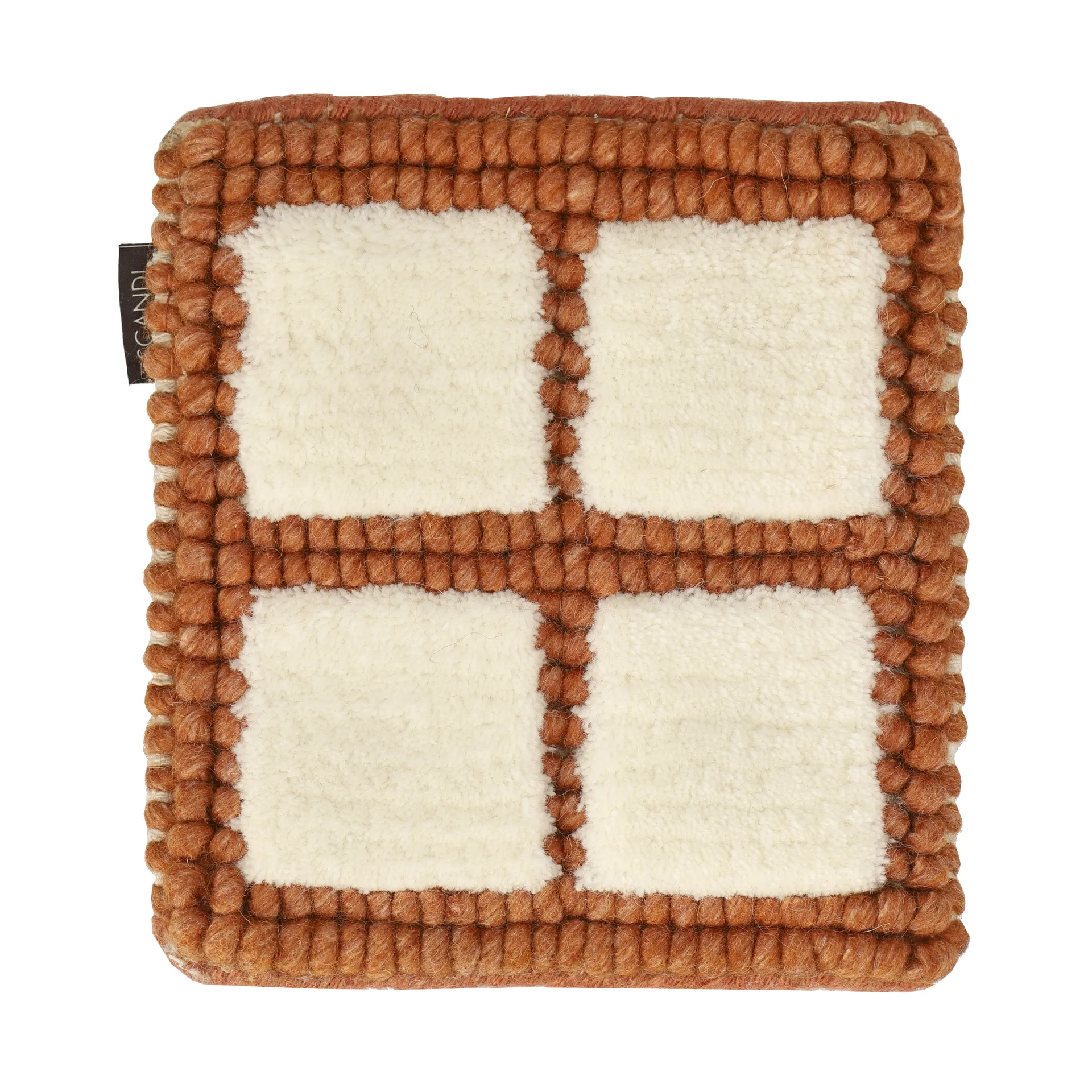 Matt sample Pasture wool rug, Natural white-rust Scandi Living