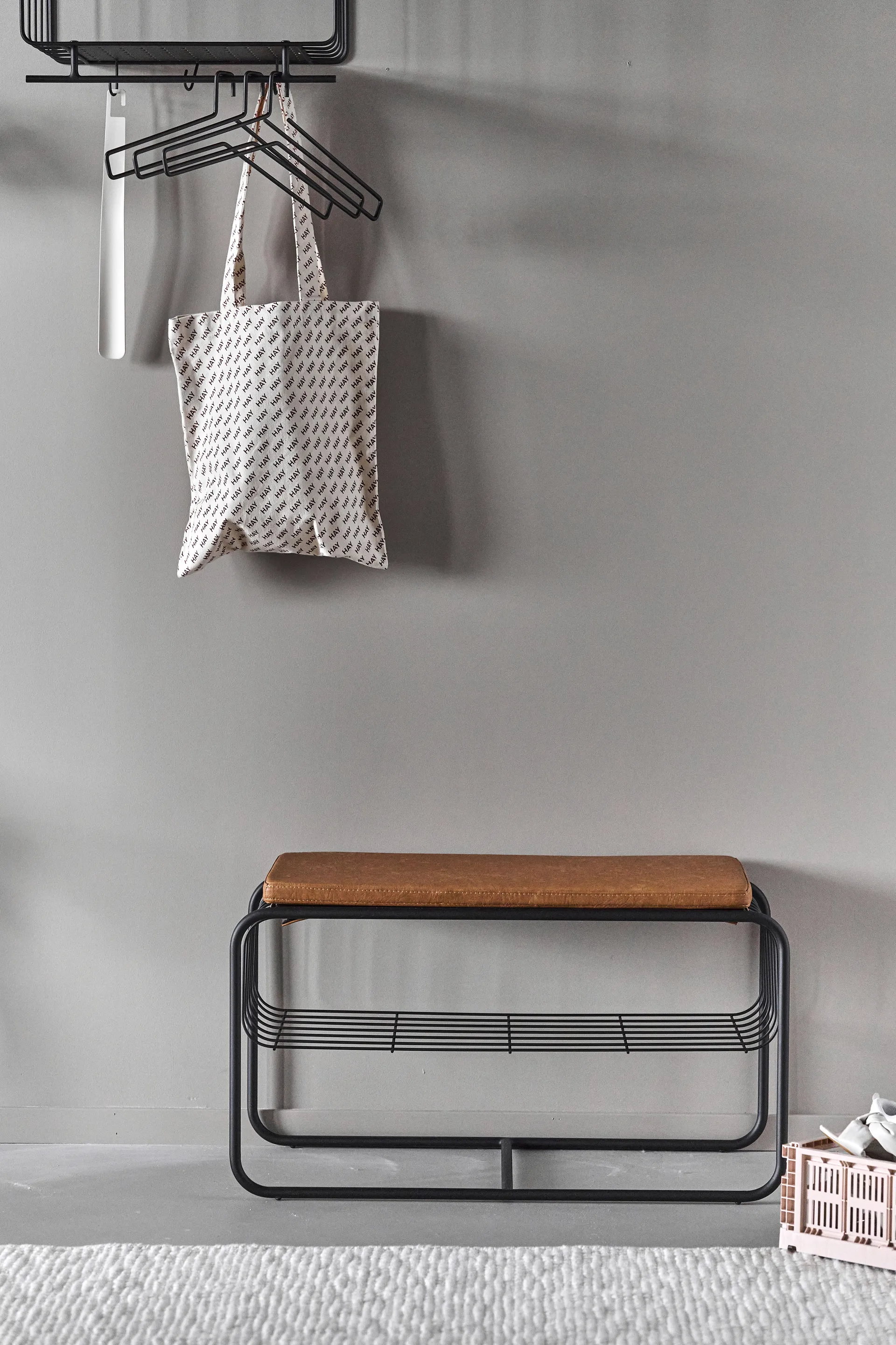 Nod bench/shoe rack 80x36x42 cm, Black Scandi Living