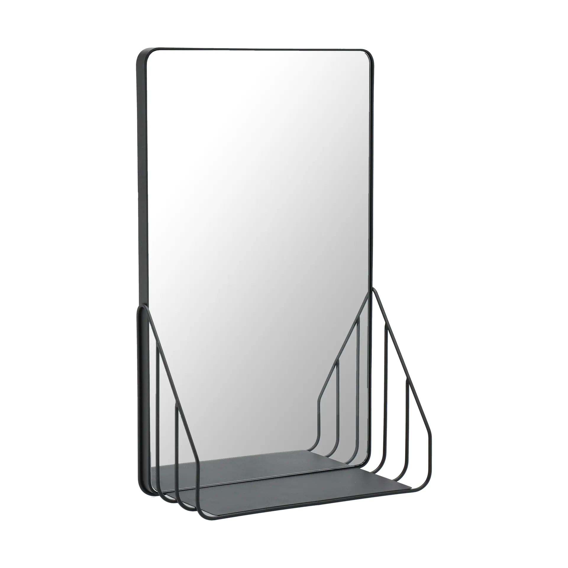 Nod mirror with shelf 30x50 cm, Black Scandi Living
