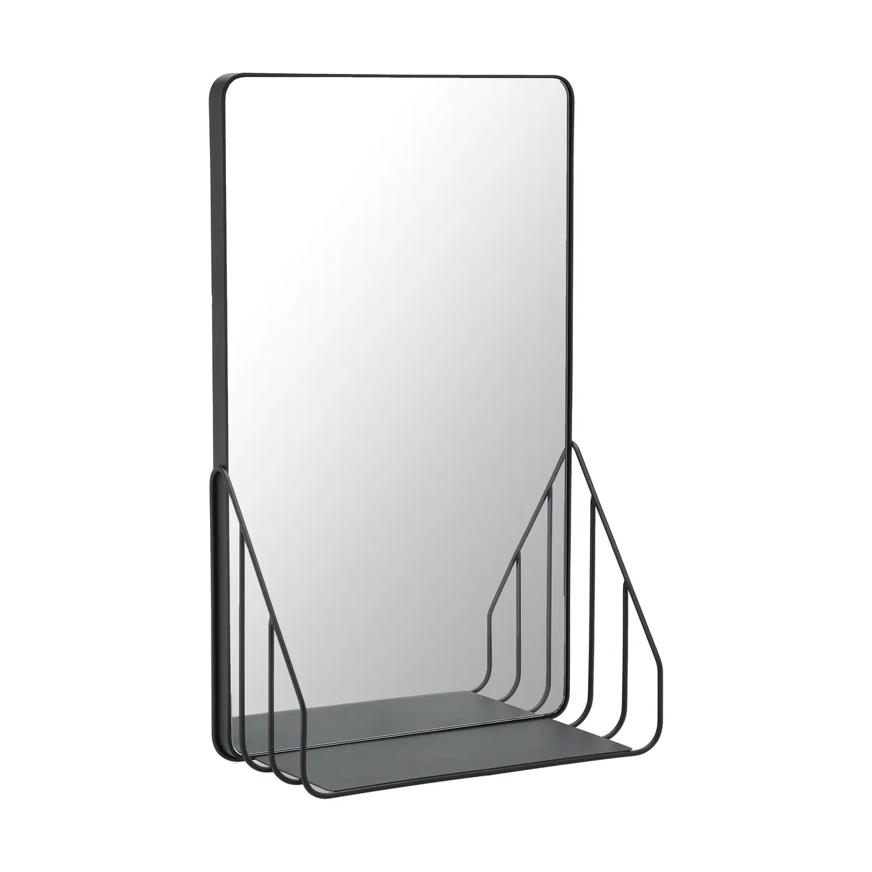 Scandi Living Nod mirror with shelf 30x50 cm Black | Scandinavian Design | Wall mirrors | Black