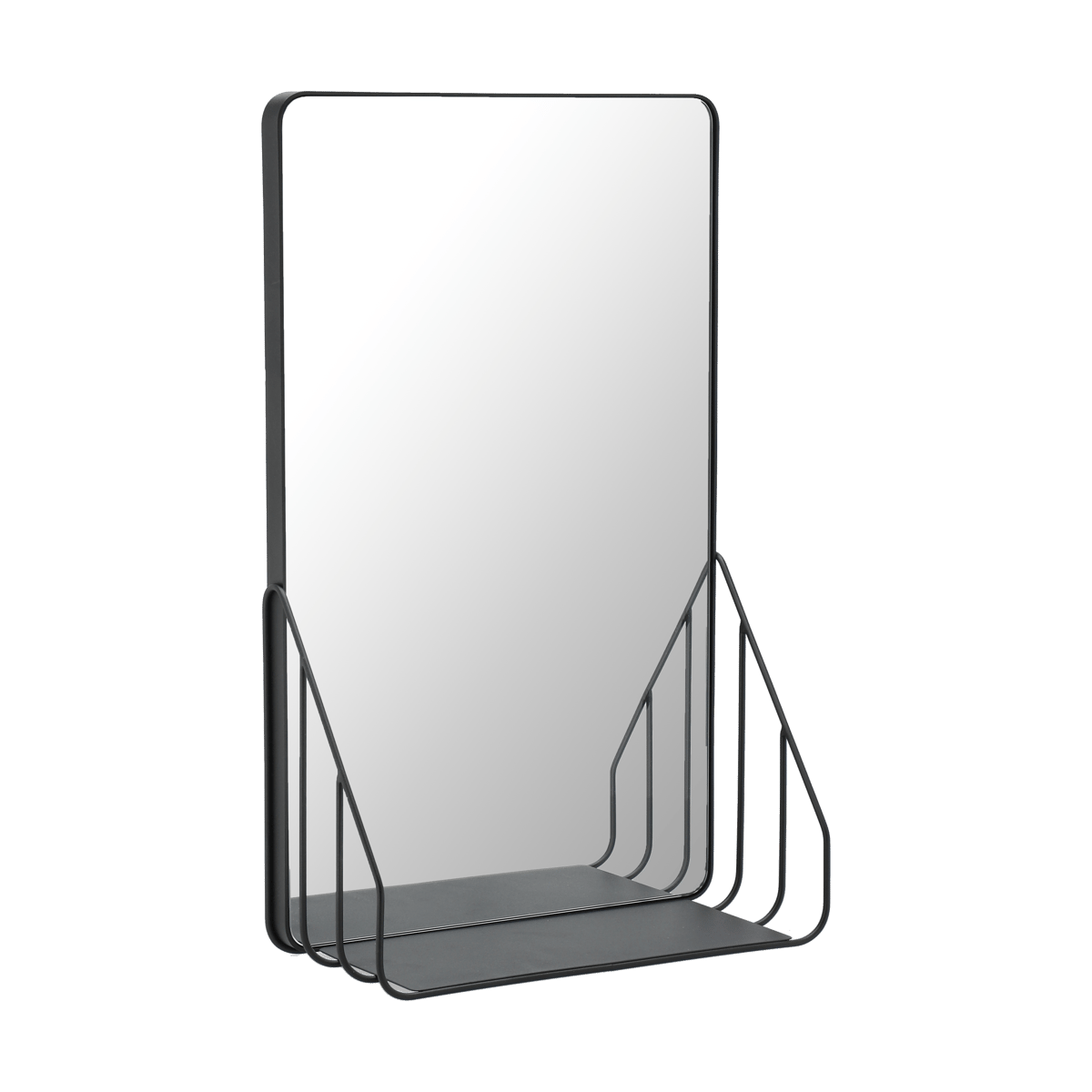Scandi Living Nod mirror with shelf 30x50 cm Black | Scandinavian Design | Wall mirrors | Black