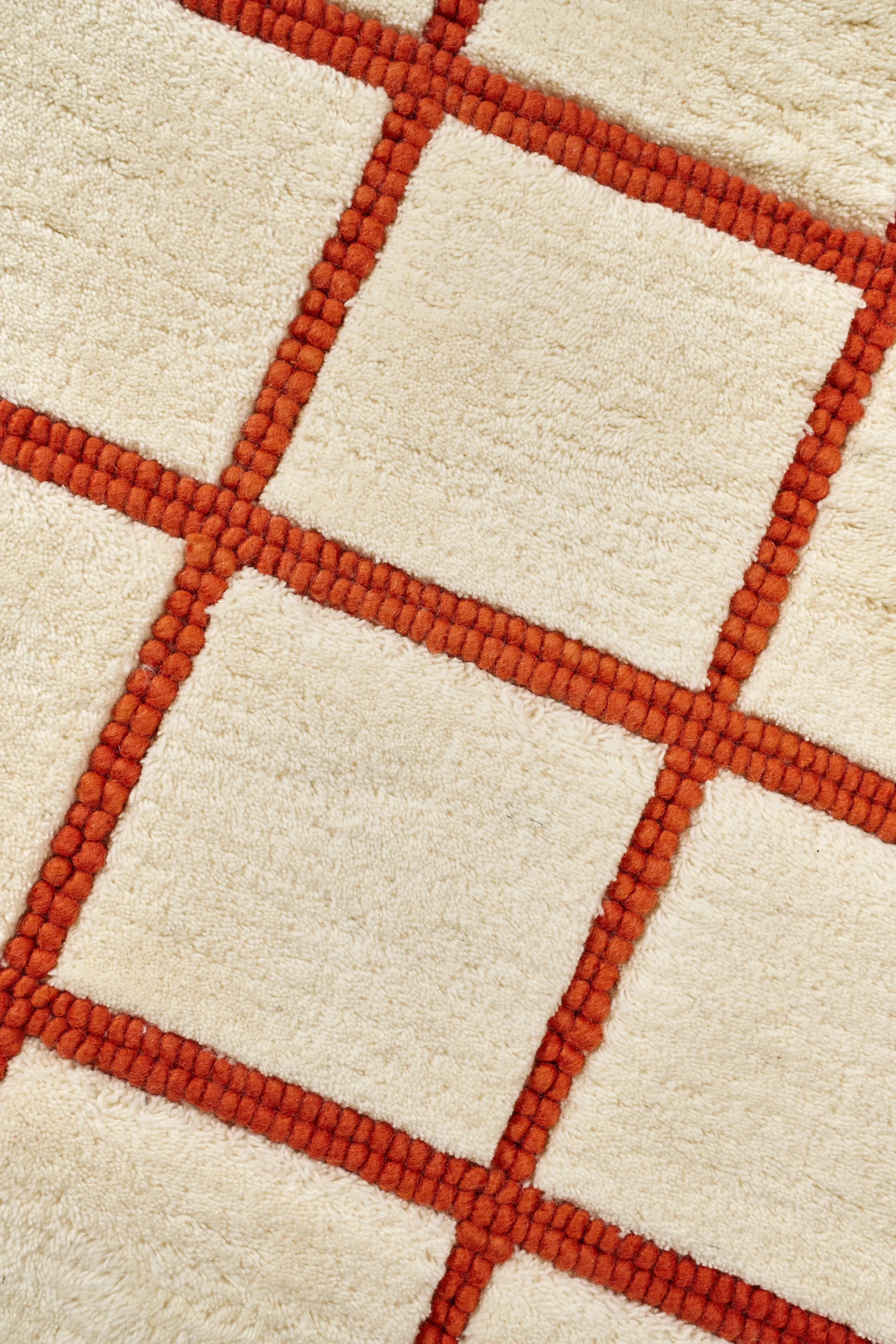 Pasture wool rug natural white/rust, 170x240 cm Scandi Living