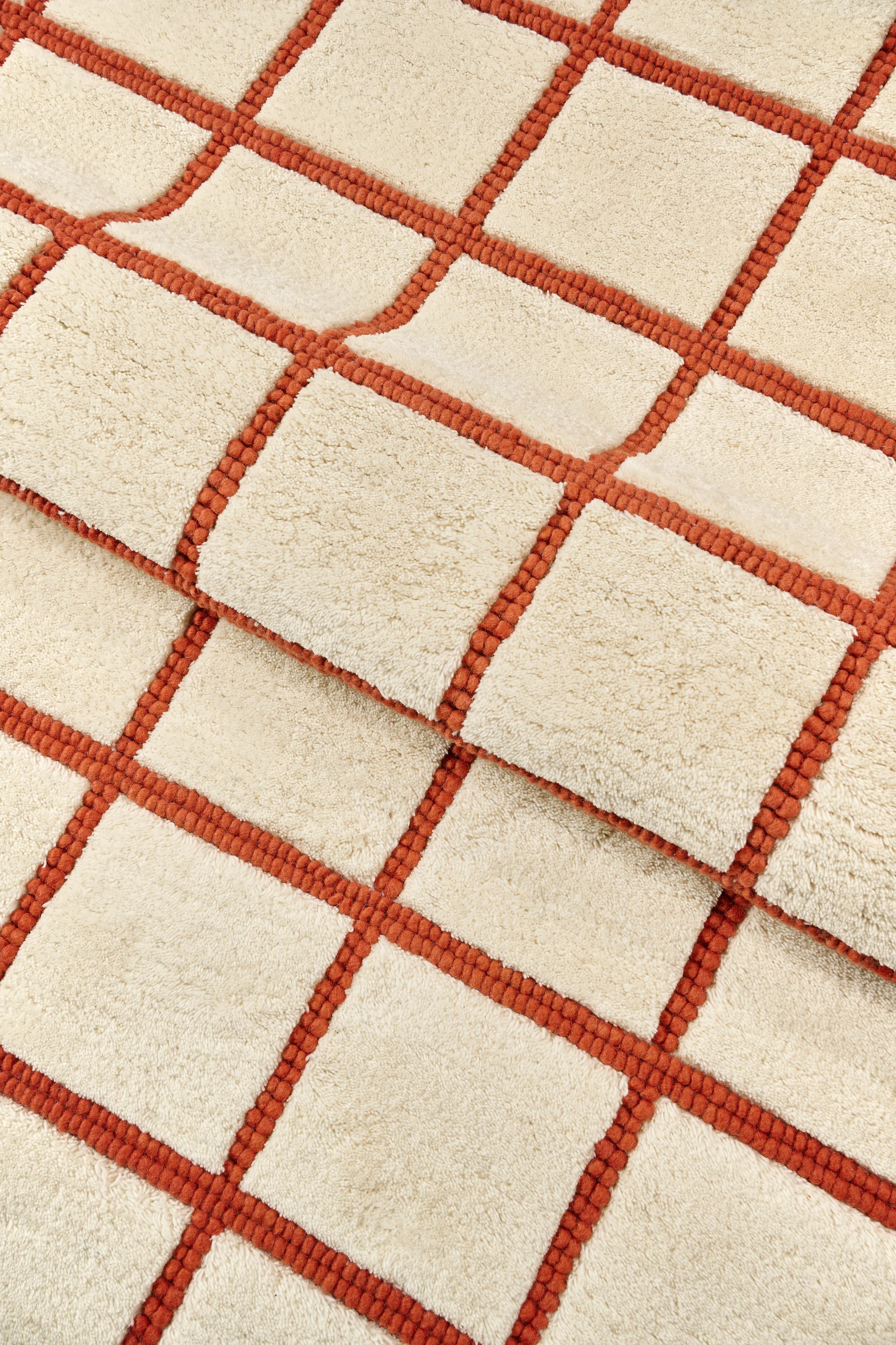 Pasture wool rug natural white/rust, 170x240 cm Scandi Living