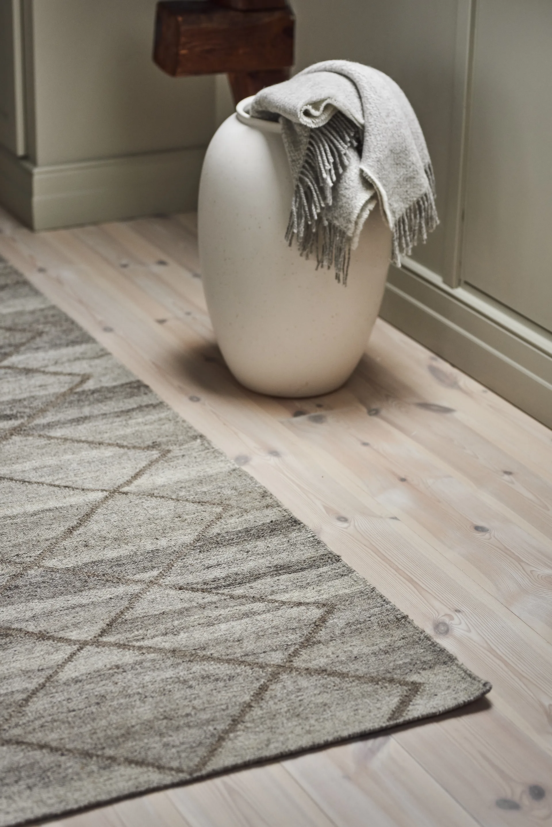 Peak wool rug natural grey, 80x240 cm Scandi Living