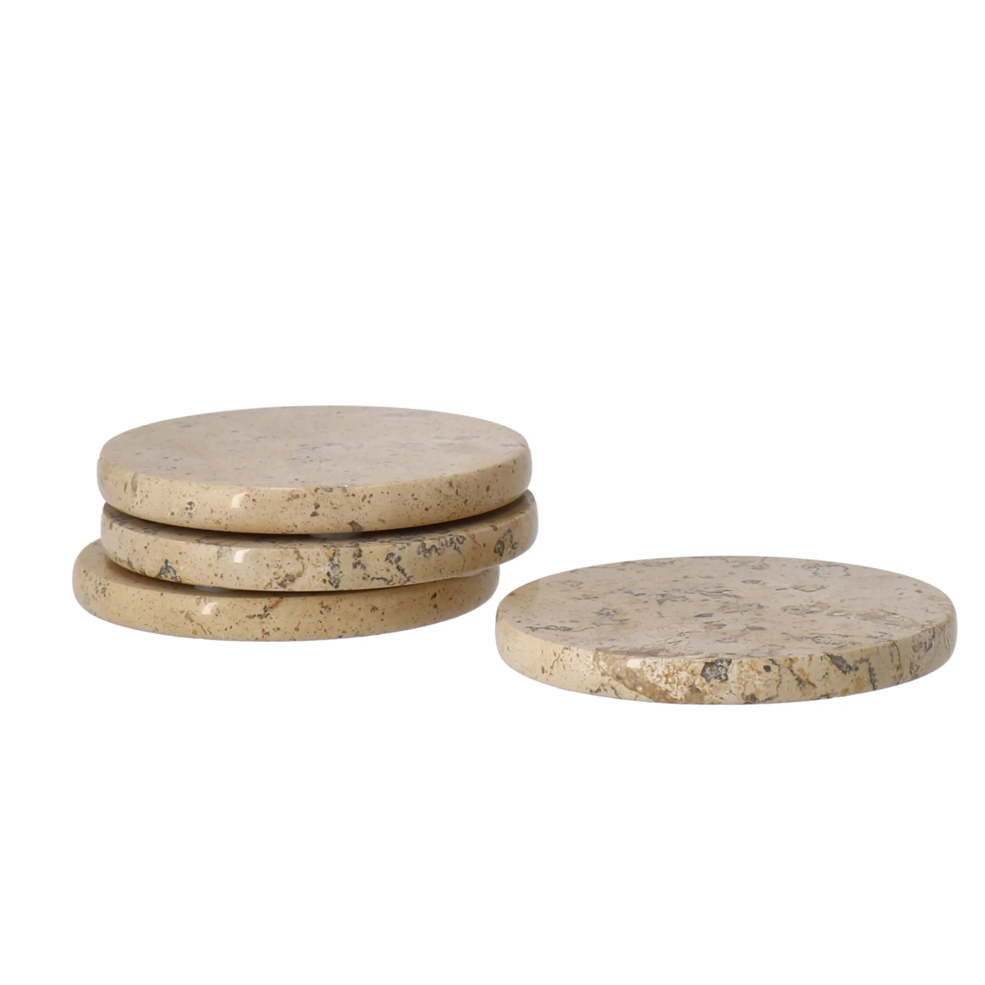Ridge glass coasters Ø10 cm 4-pack, Marble Scandi Living
