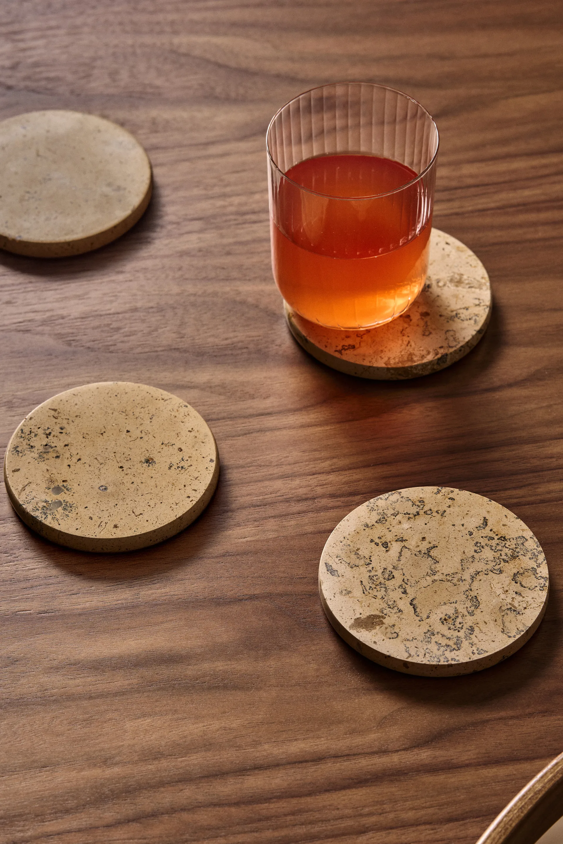 Ridge glass coasters Ø10 cm 4-pack, Marble Scandi Living