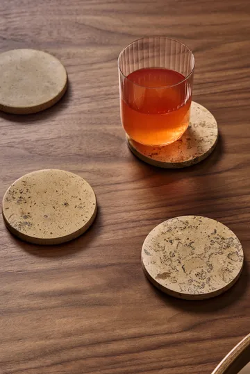 Ridge glass coasters Ø10 cm 4-pack - Marble - Scandi Living
