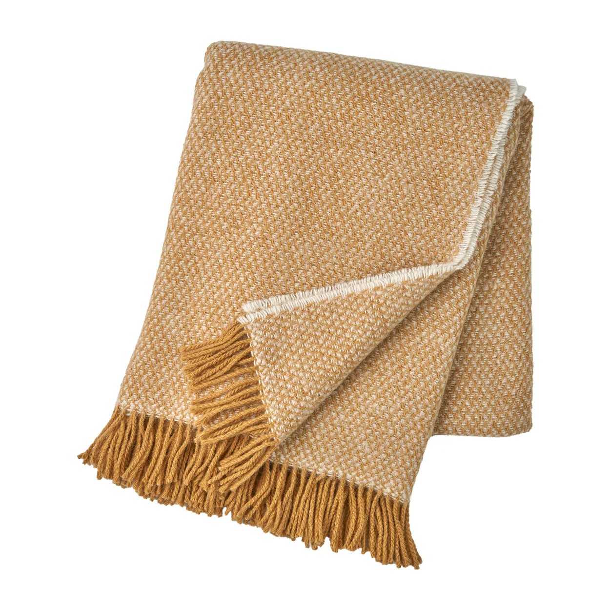 Scandi Living Sandstone wool throw 130x180 cm Mustard