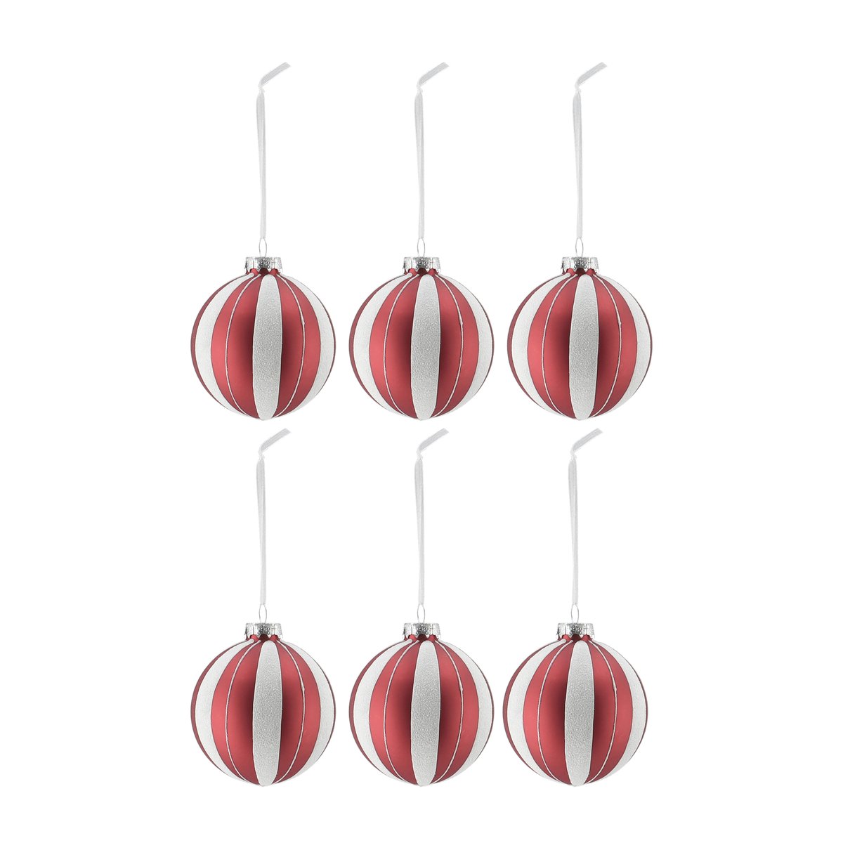 Scandi Living Tradition baubles 6-pack Red/white | Scandinavian Design | Christmas decorations | Red