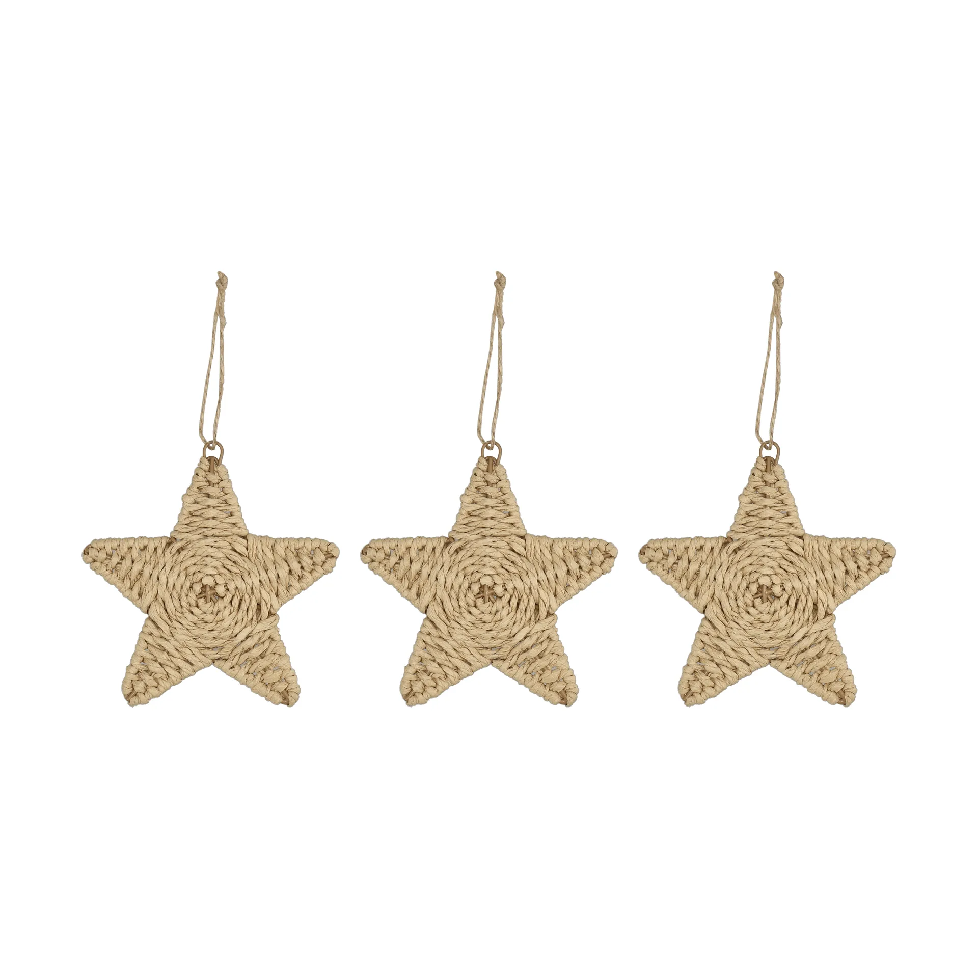Twine Christmas tree hanging star 3-pack, Natural Scandi Living