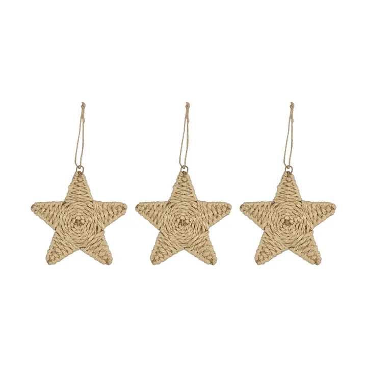 Twine Christmas tree hanging star 3-pack - Natural - Scandi Living