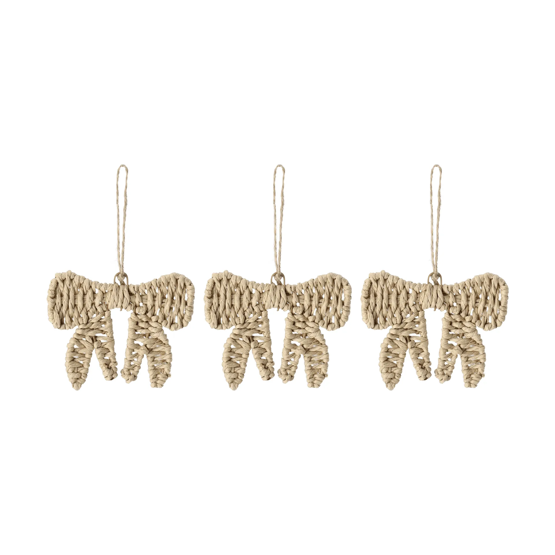 Twine Christmas tree ornament bow 3-pack, Natural Scandi Living