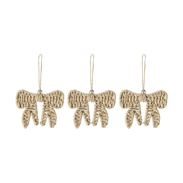 Twine Christmas tree ornament bow 3-pack - Natural - Scandi Living