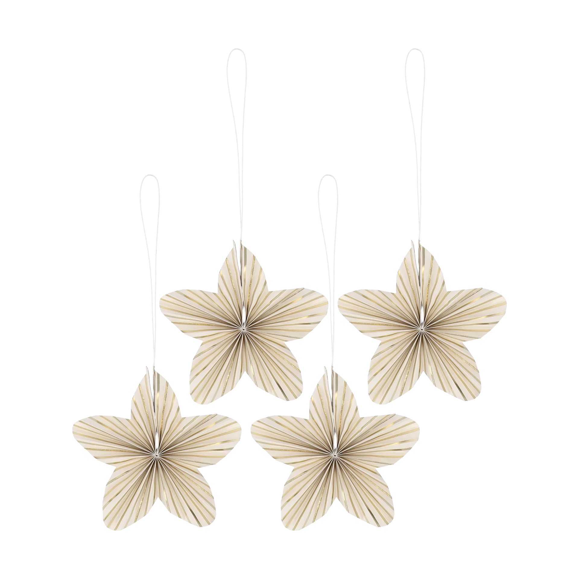Twinkle Christmas tree ornaments 4-pack, Gold striped Scandi Living
