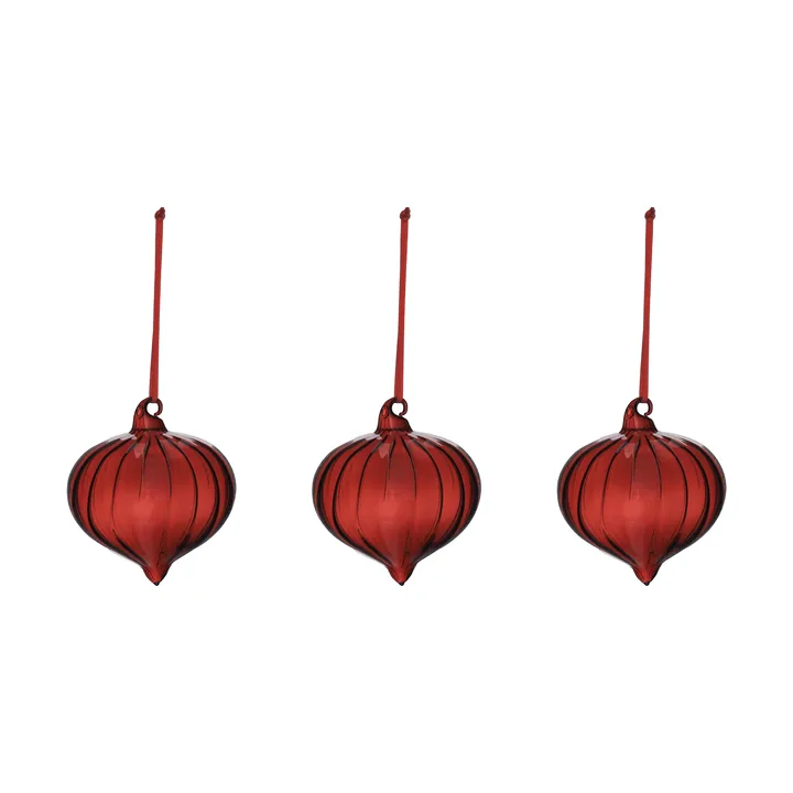 Whisper Christmas bauble 3-pack - Red - Scandi Living