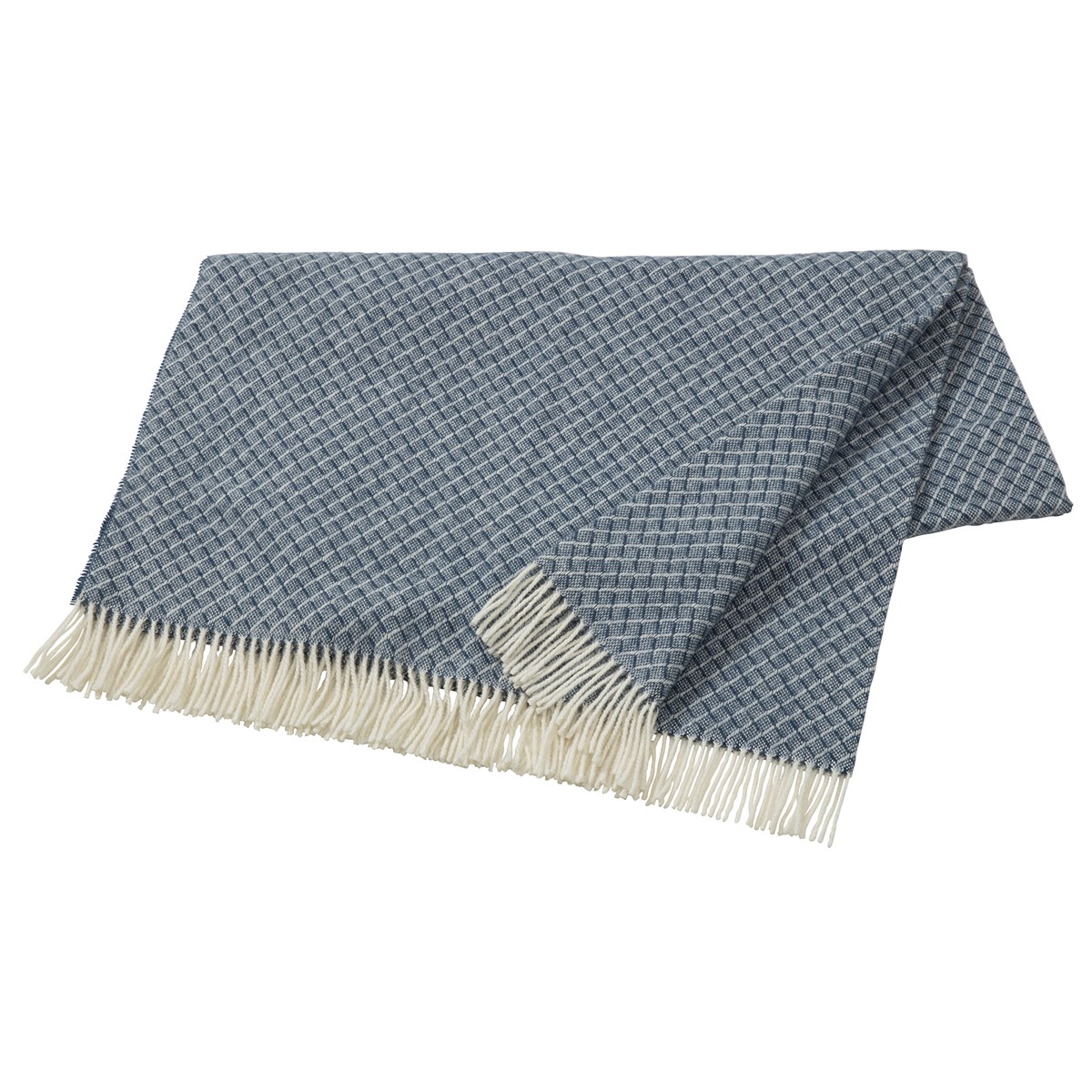 Scandi Living Wicker wool throw dark blue | Scandinavian Design | Wool blankets & throws | Blue