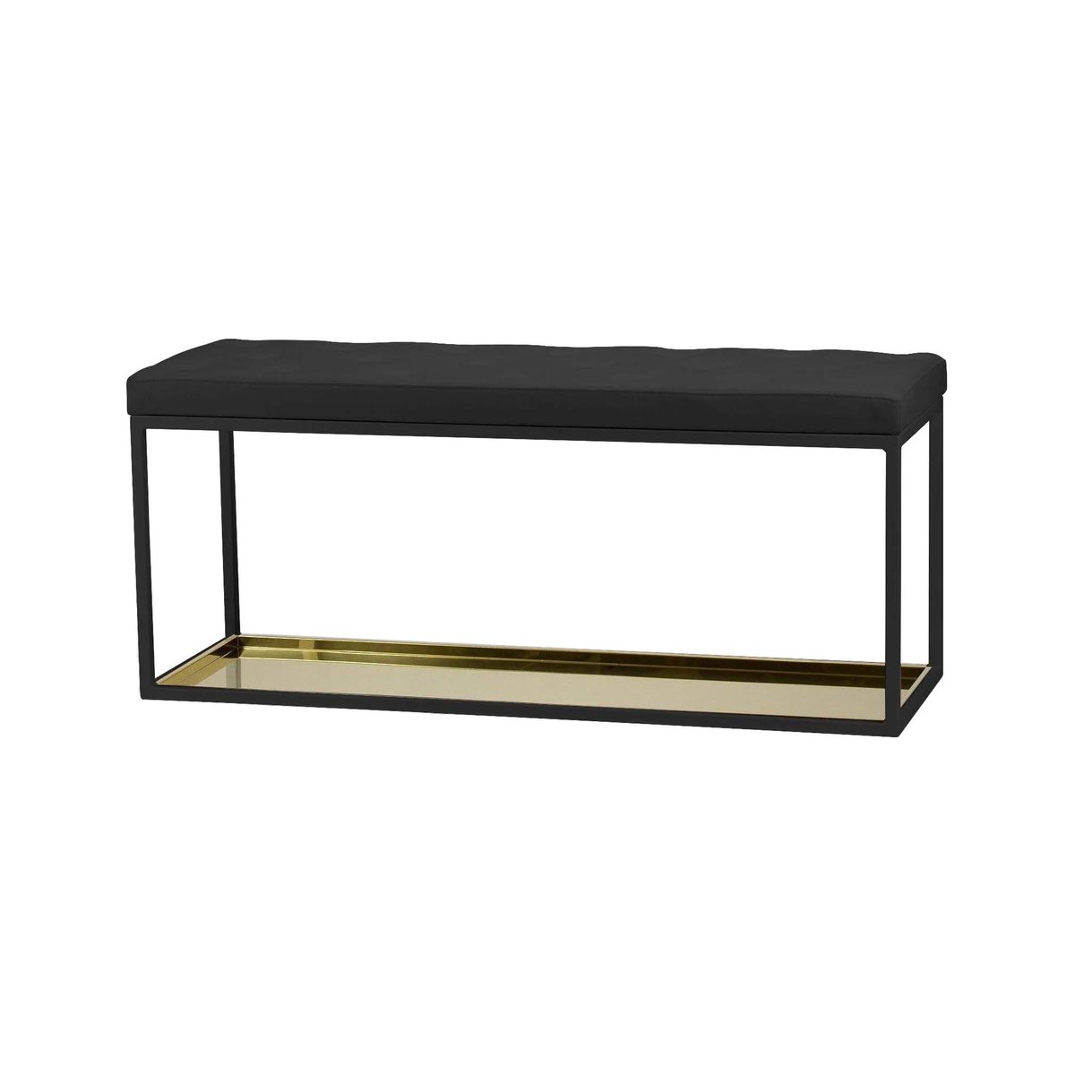 Scherlin Bänk 11 Black-black leather-brass plate | Scandinavian Design | Shoe racks | Black