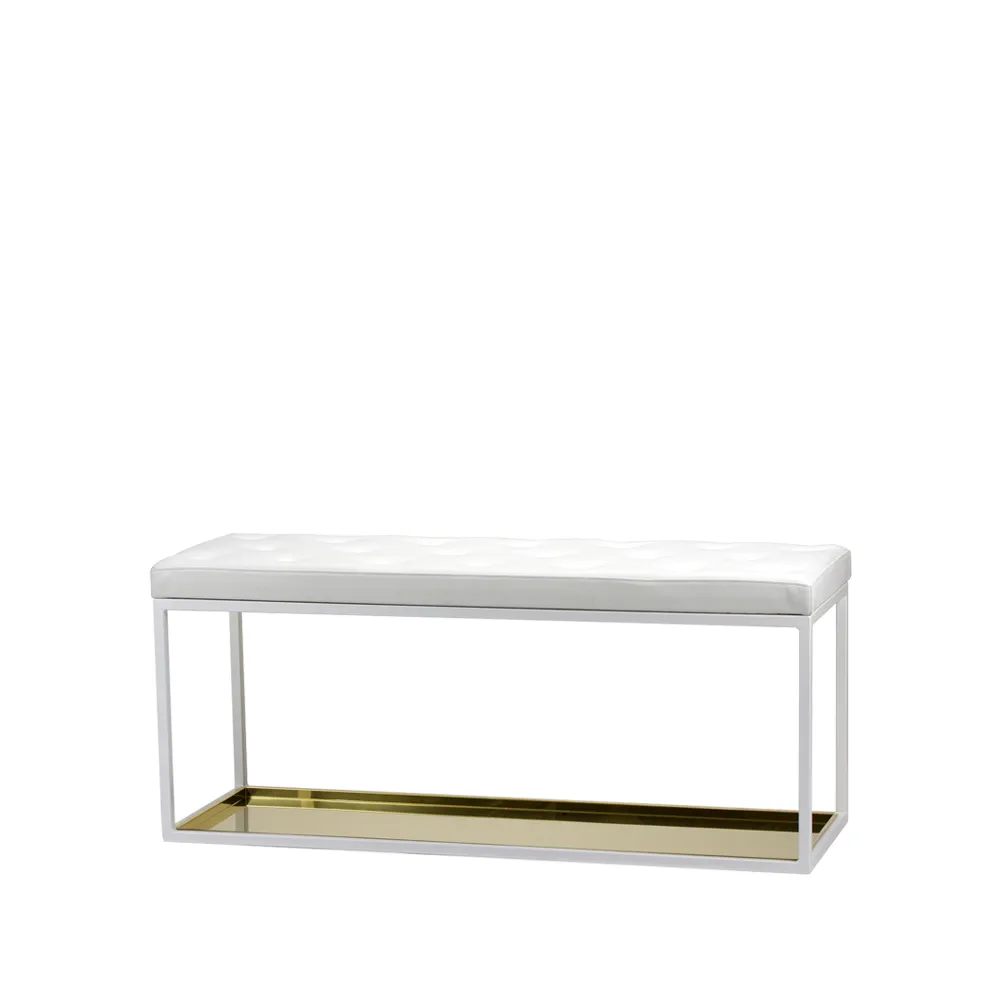 Scherlin Bänk 11 White leather. brass plate | Scandinavian Design | Shoe racks | White