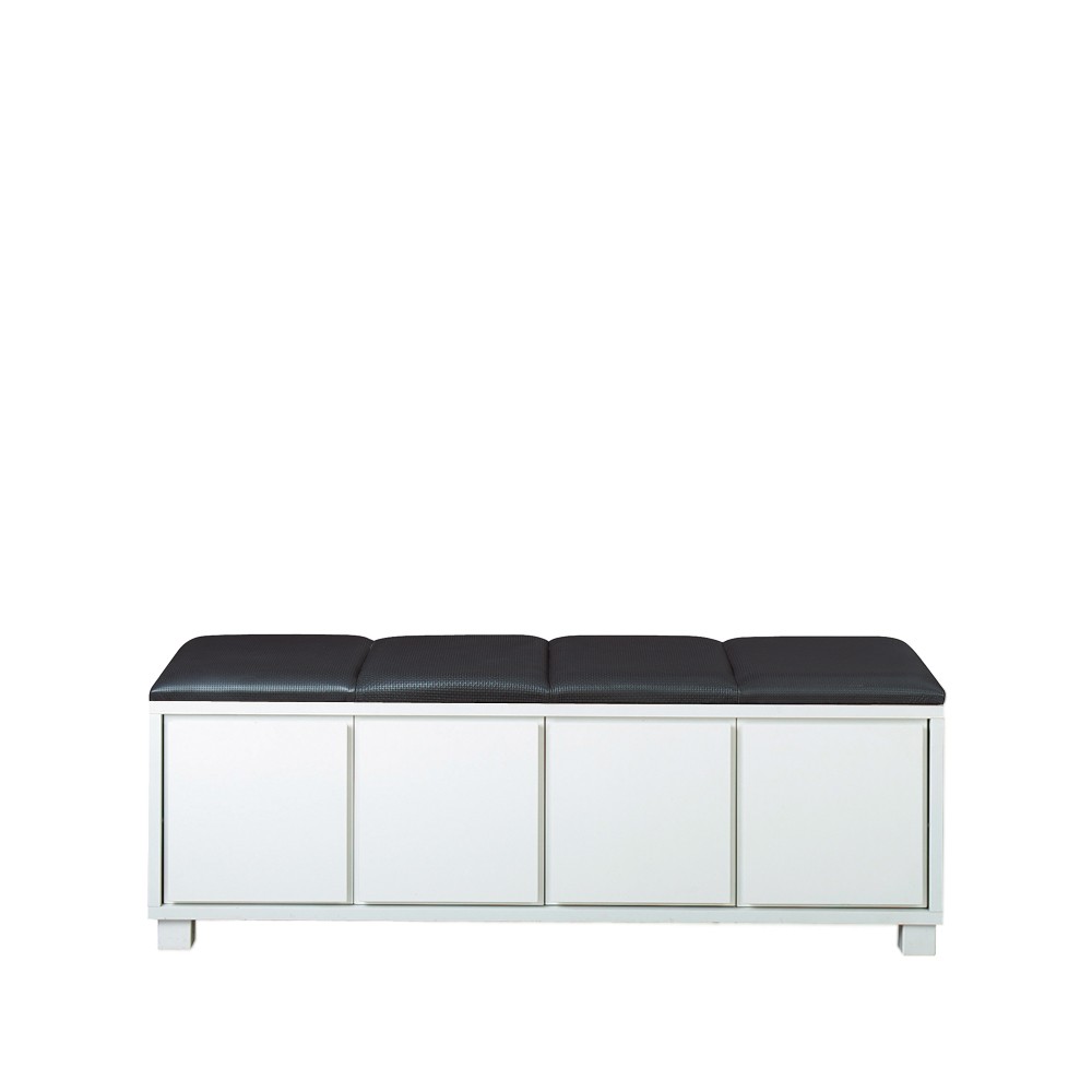 Scherlin Bänk 6 Leather black. white fframee | Scandinavian Design | Benches | Black