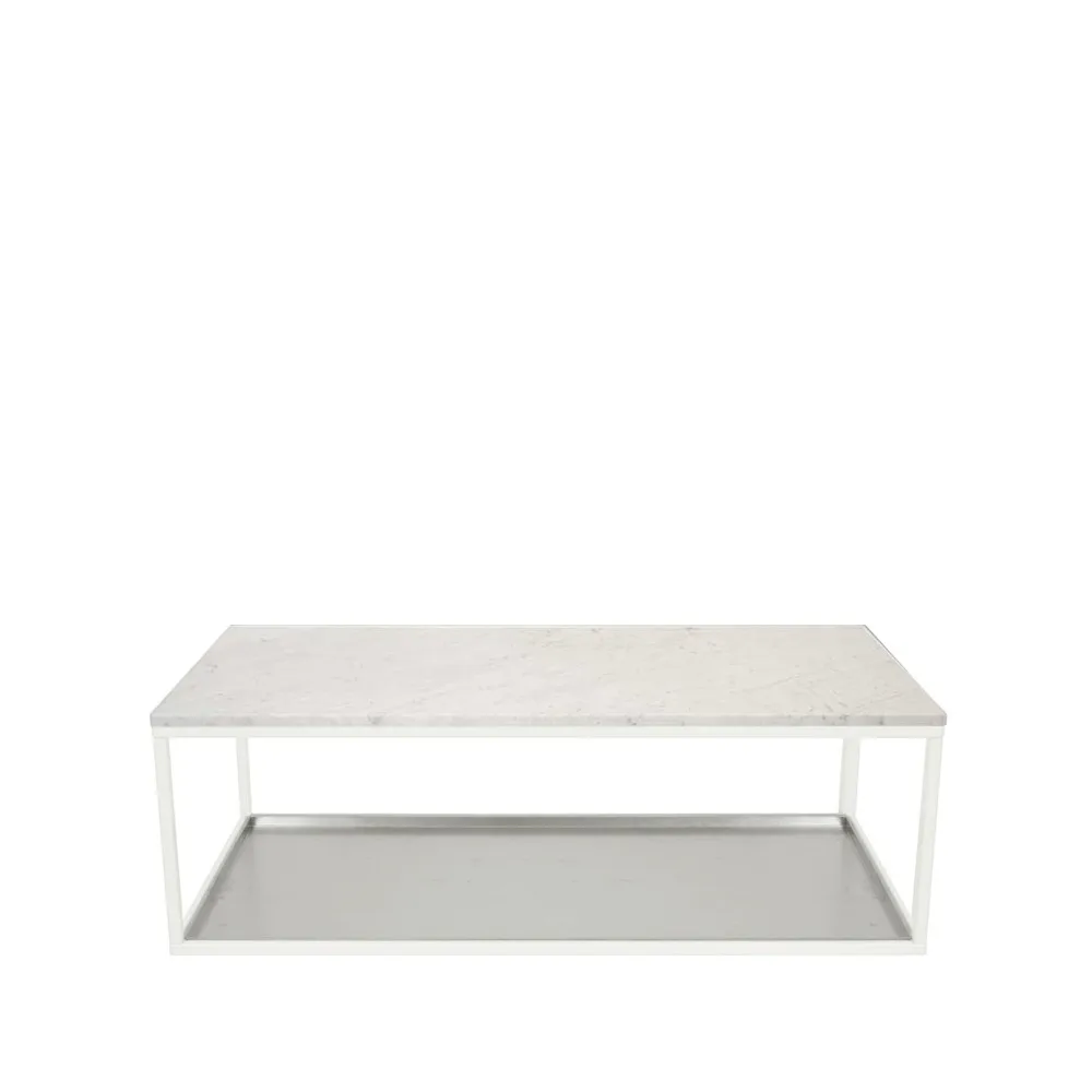 Scherlin Coffee table 11 Marble white, white lacquered stand, zinc plate