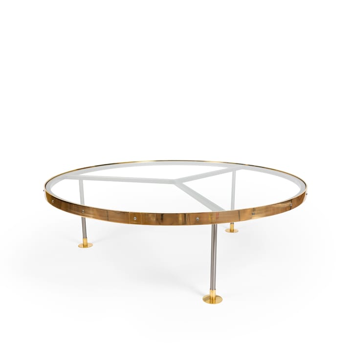 Coffee table 14 - Glass, lacquered steel stand, brass plate - Scherlin