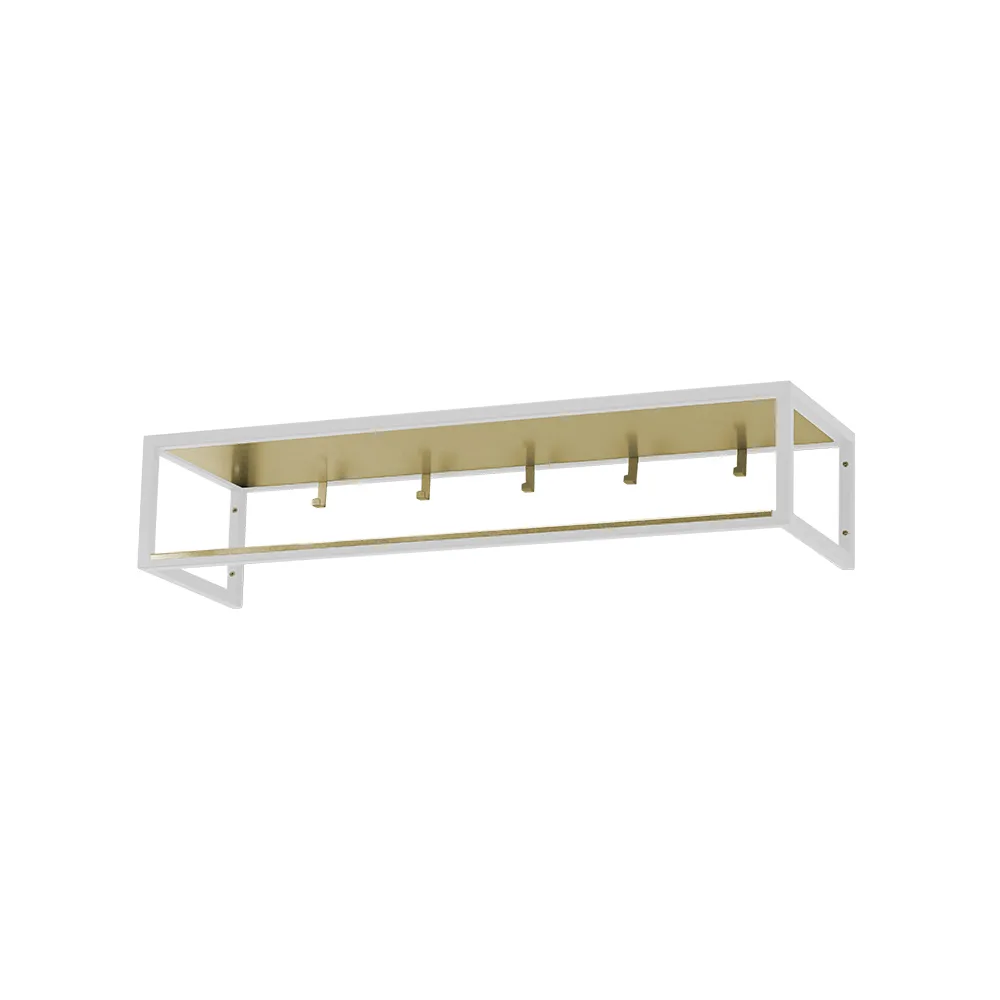 Scherlin Hall shelf 11 White lacquer, brass plate | Scandinavian Design | Hat Racks & Hat Shelves | White