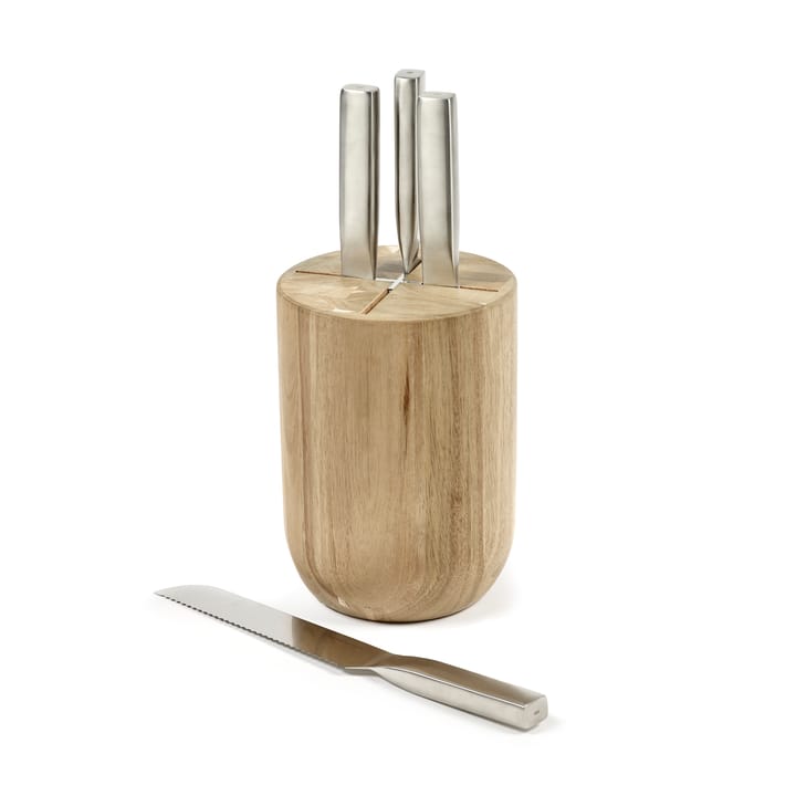 Base knife set with knife block, 5 pieces - Wood-steel grey - Serax