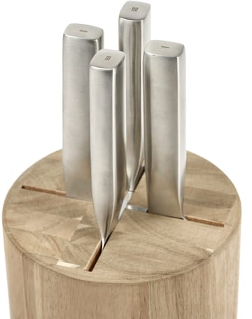 Base knife set with knife block, 5 pieces - Wood-steel grey - Serax