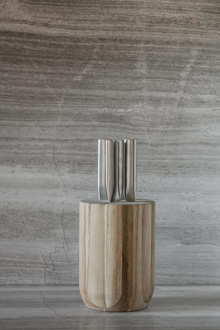 Base knife set with knife block, 5 pieces - Wood-steel grey - Serax