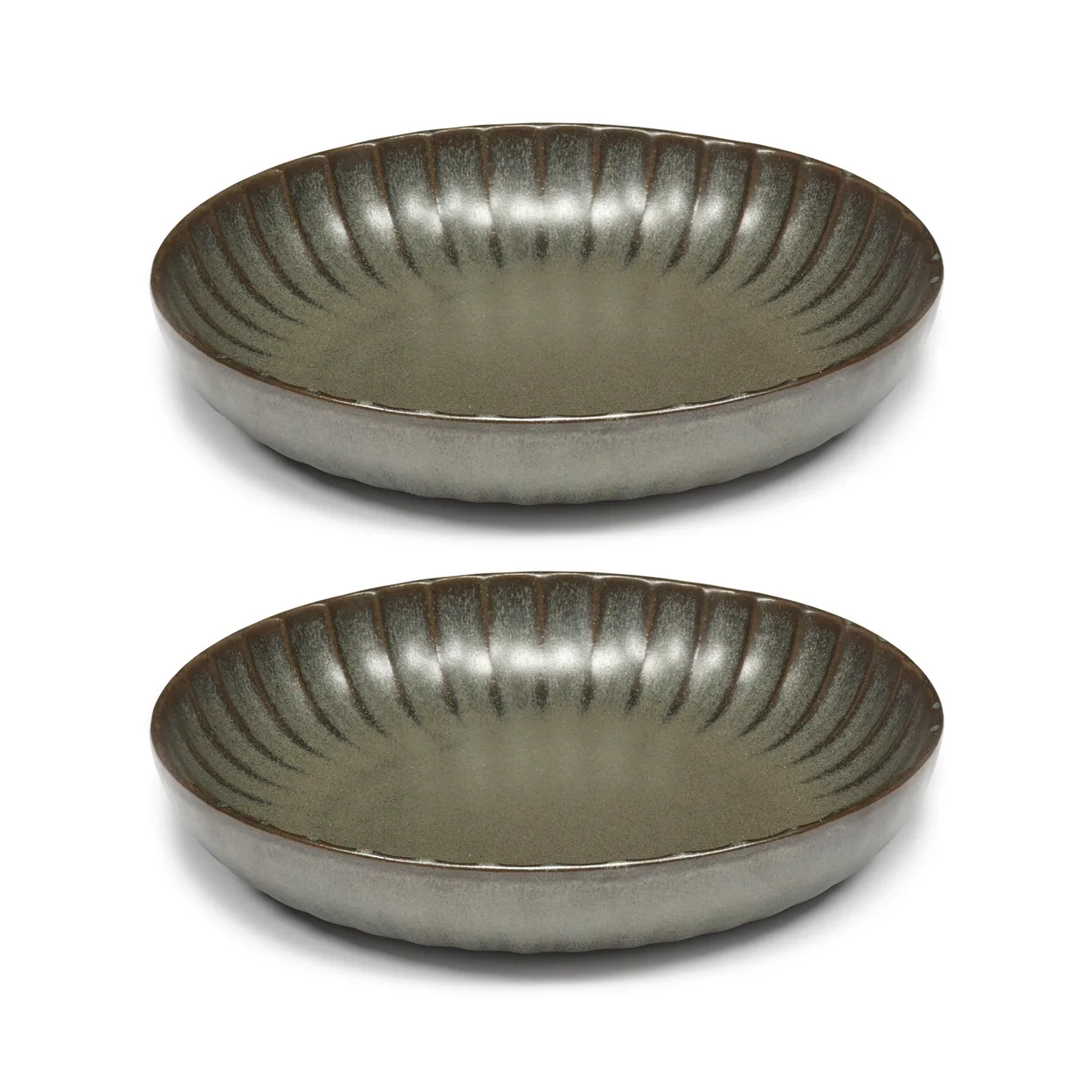 Serax Inku high plate L o23 cm 2-pack Green | Scandinavian Design | Deep plates | Green