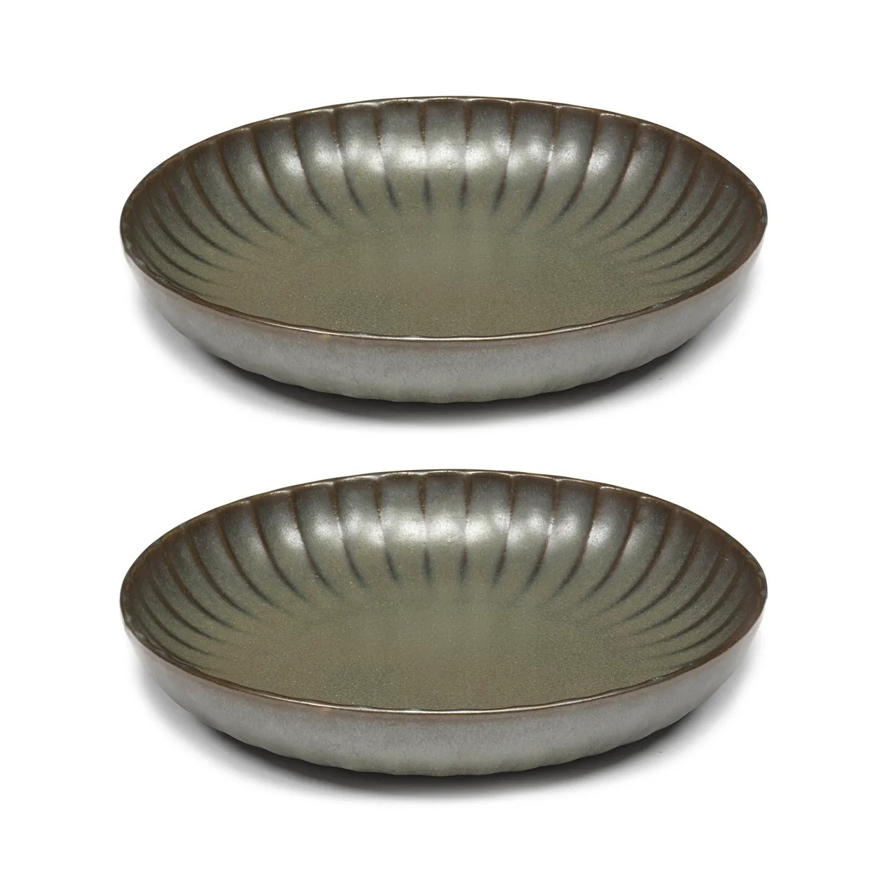 Serax Inku high plate M o21 cm 2-pack Green | Scandinavian Design | Deep plates | Green