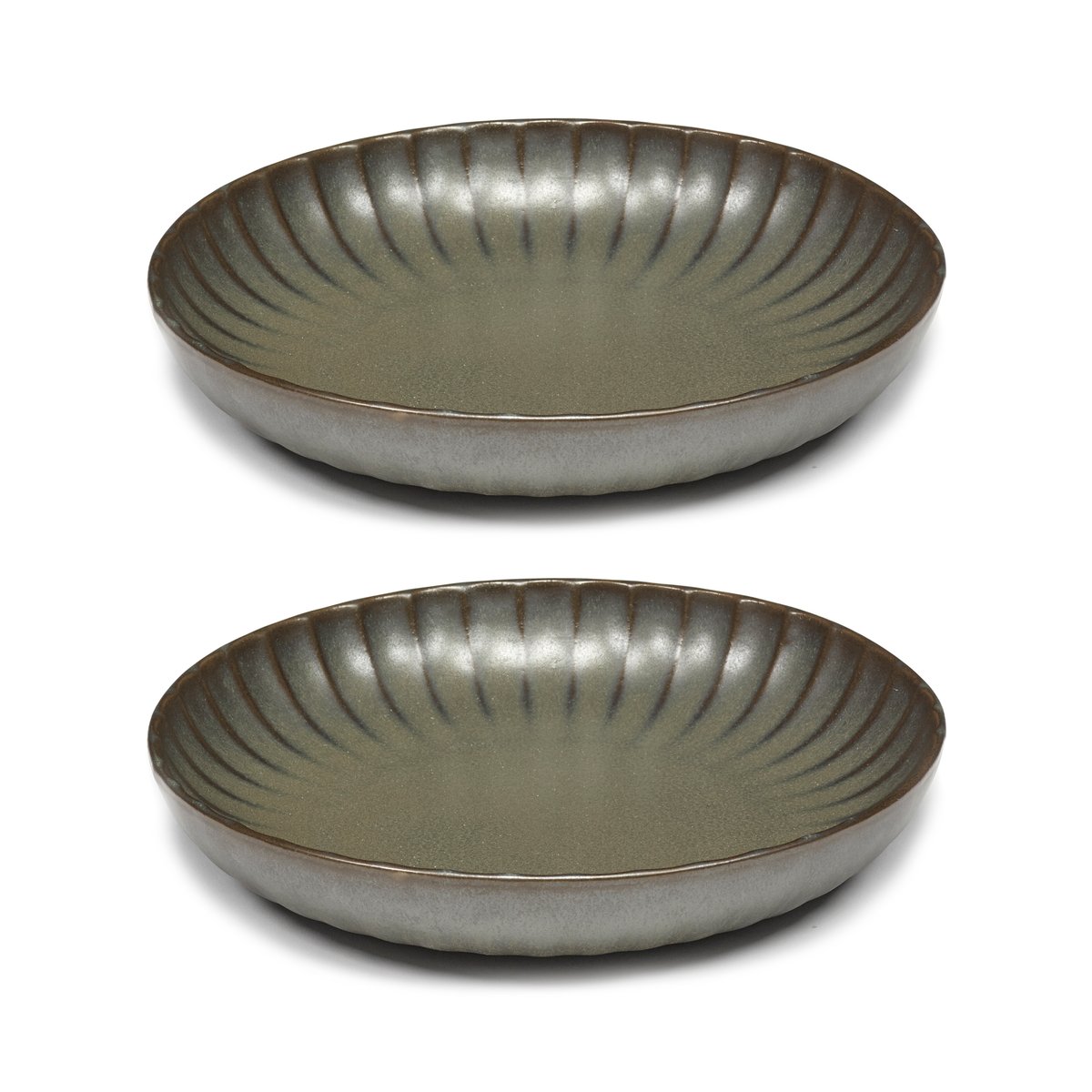 Serax Inku high plate M o21 cm 2-pack Green | Scandinavian Design | Deep plates | Green