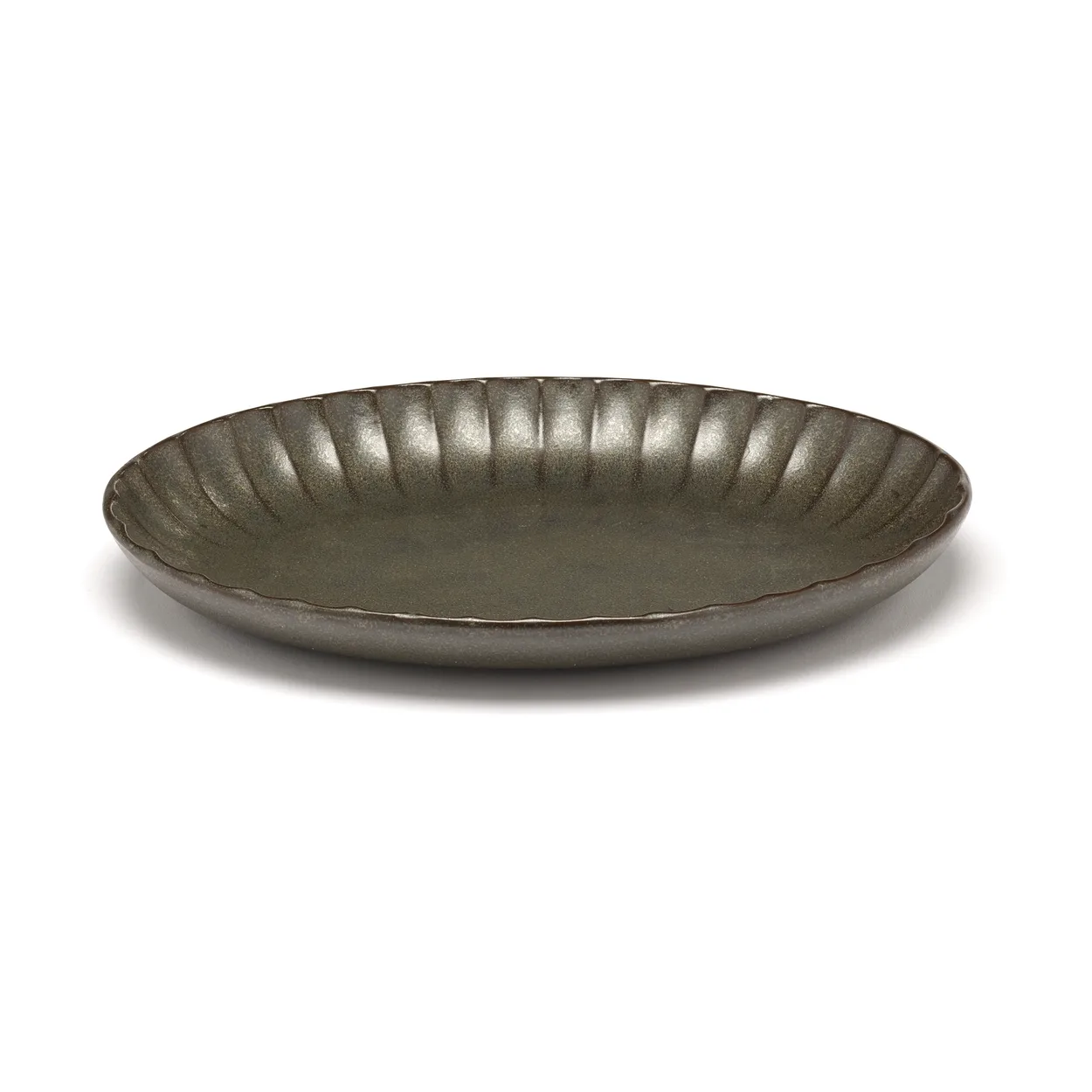 Serax Inku oval serving bowl M 15.4x22 cm Green | Scandinavian Design | Serving bowls | Green