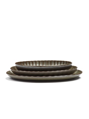 Inku oval serving bowl S 13x19 cm - Green - Serax