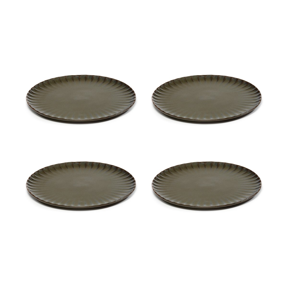 Serax Inku plate L o24 cm 4-pack Green | Scandinavian Design | Small plates & side plates | Green