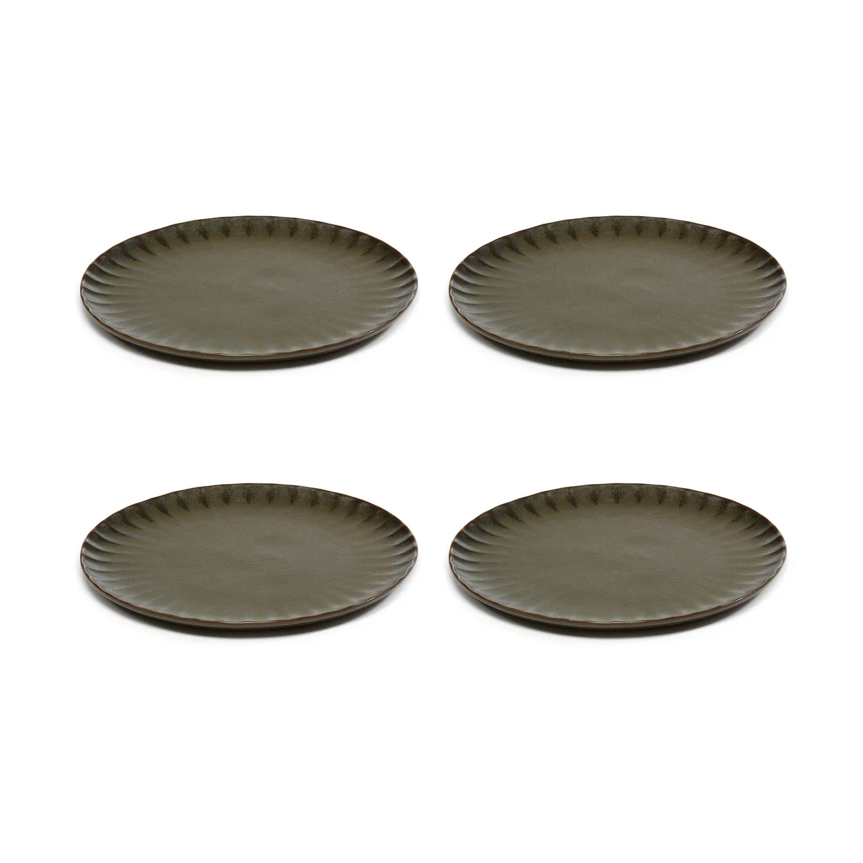 Serax Inku plate M o21 cm 4-pack Green | Scandinavian Design | Small plates & side plates | Green